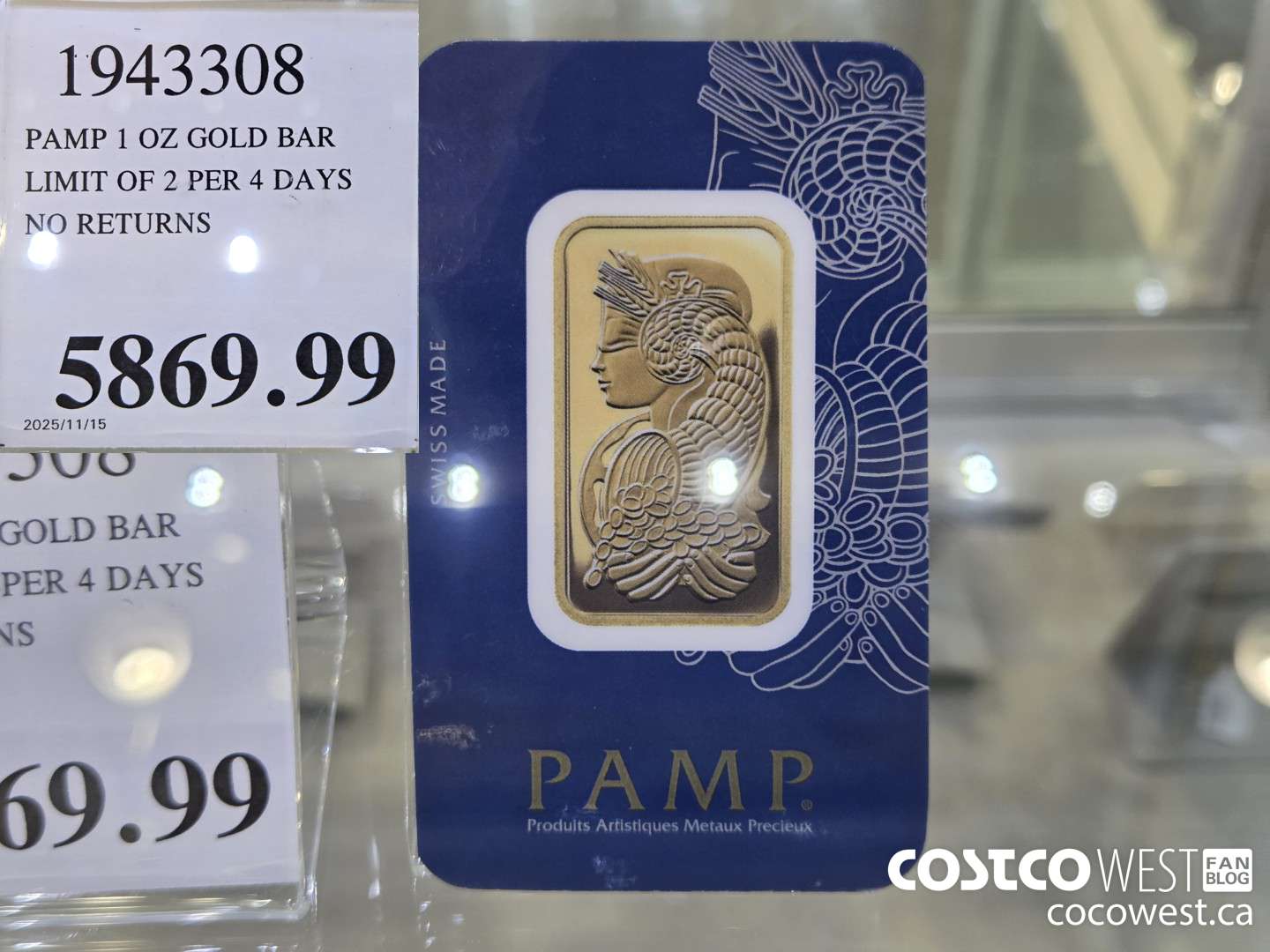 1943308 PAMP 1 OZ GOLD BAR LIMIT OF 2 PER 4 DAYS NO RETURNS $5869.99