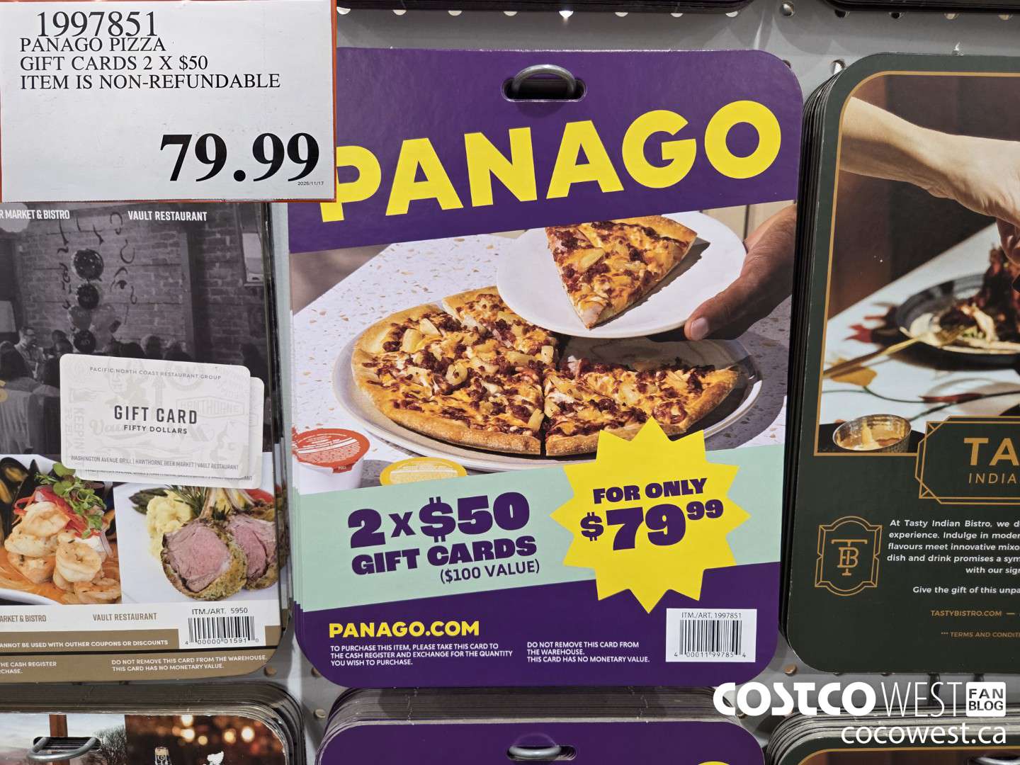 1997851 PANAGO PIZZA GIFT CARDS 2 X $50 ITEM IS NON-REFUNDABLE  $79.99
