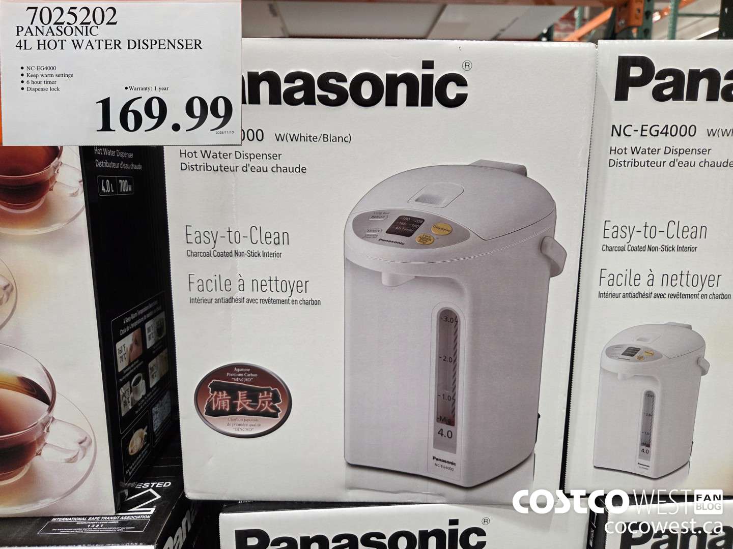 7025202 PANASONIC 4L HOT WATER DISPENSER $169.99