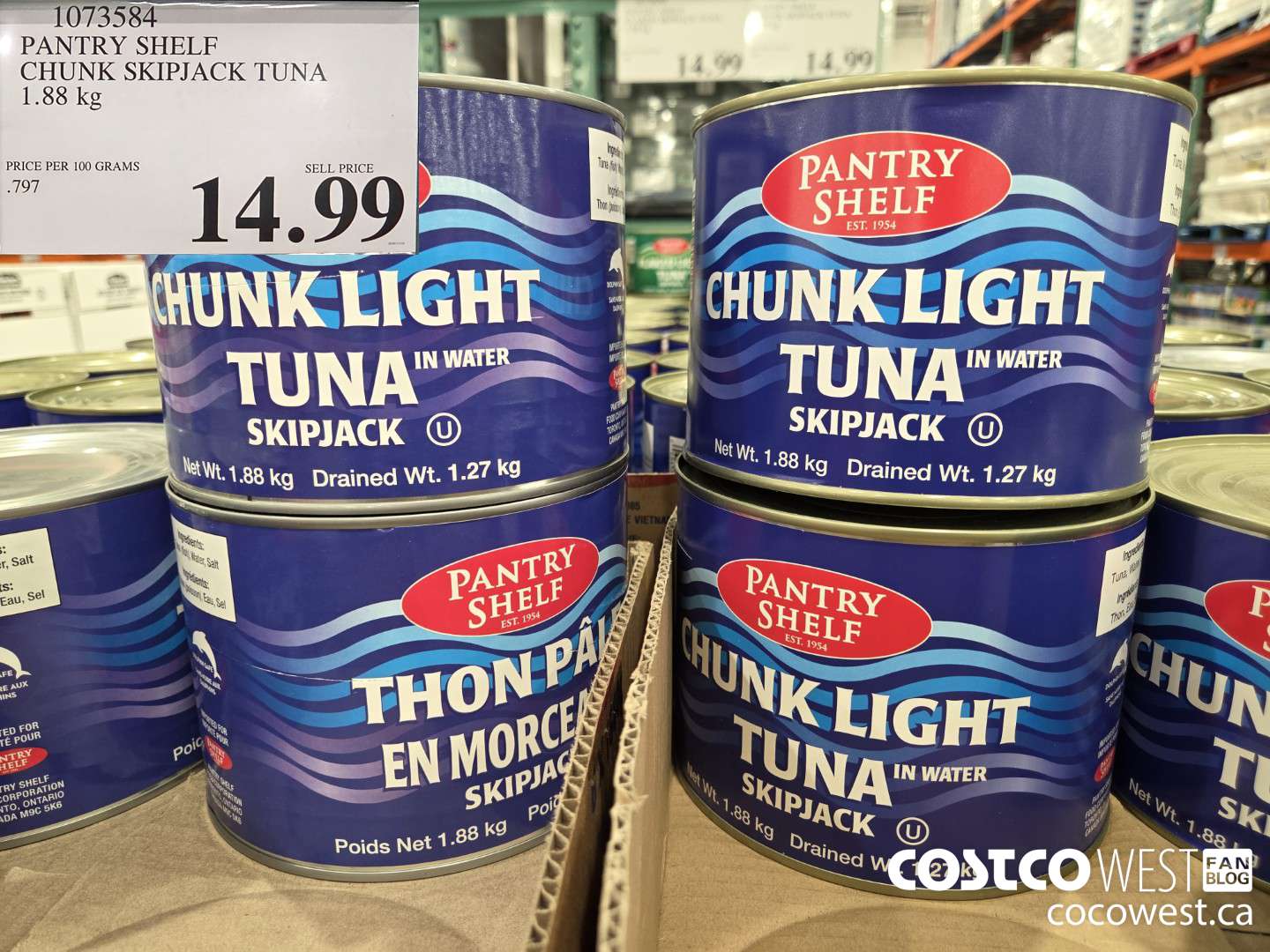 1073584 PANTRY SHELF CHUNK SKIPJACK TUNA 1.88 kg $14.99