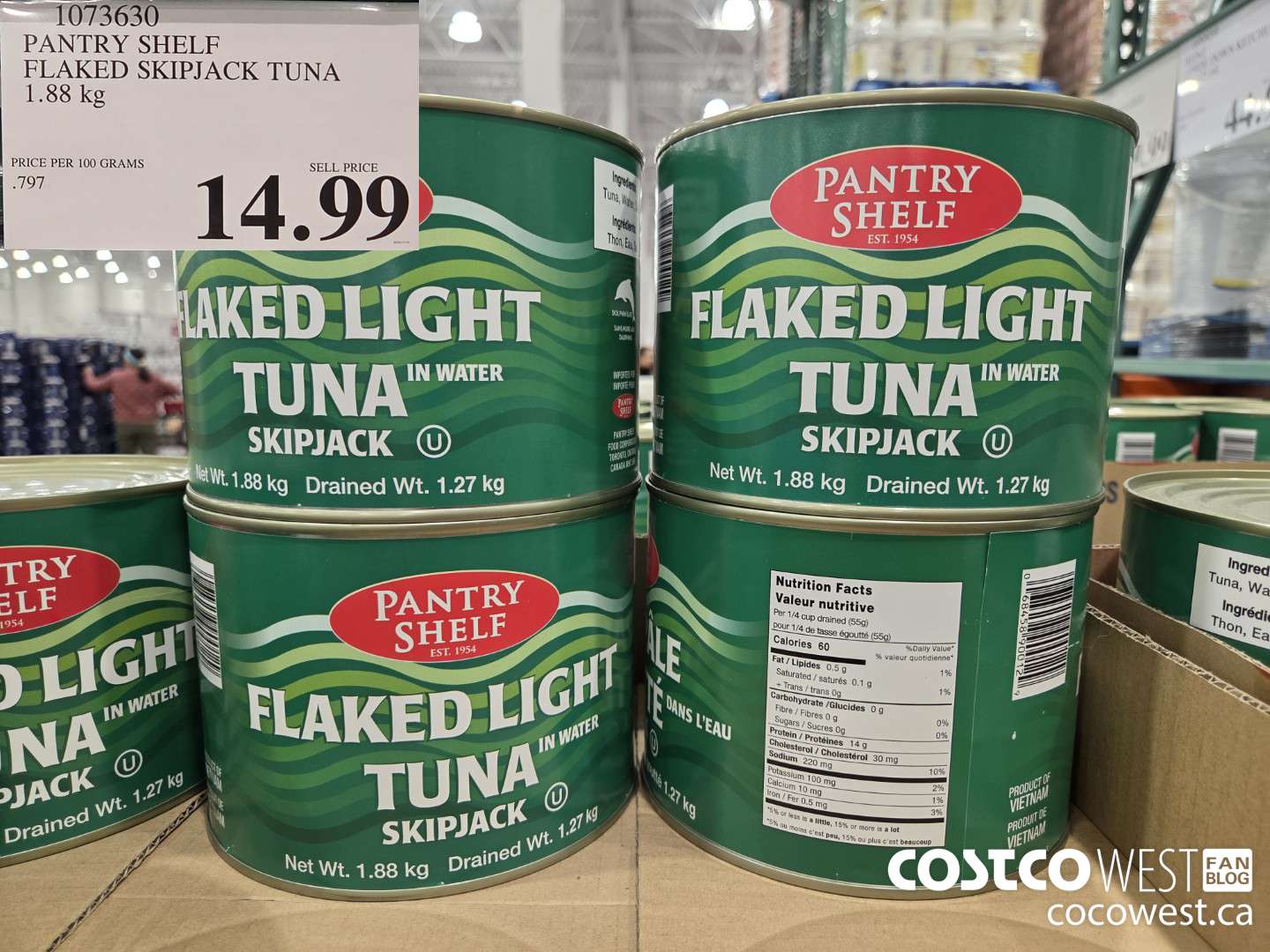 1073630 PANTRY SHELF FLAKED SKIPJACK TUNA 1.88 kg $14.99