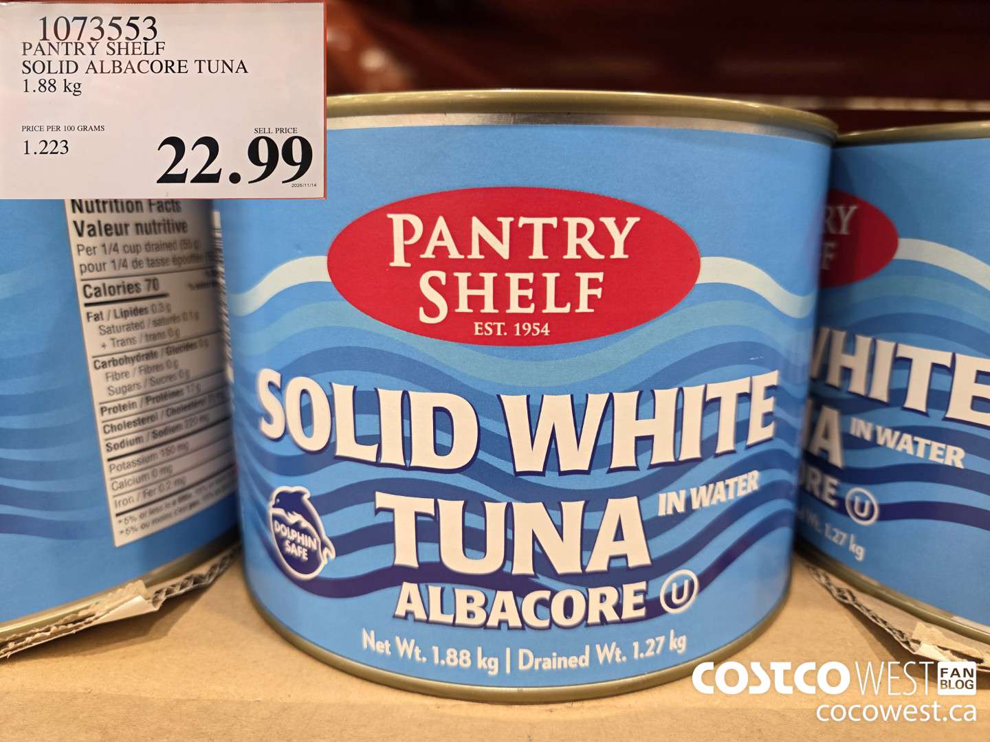 1073553 PANTRY SHELF SOLID ALBACORE TUNA 1.88 kg $22.99