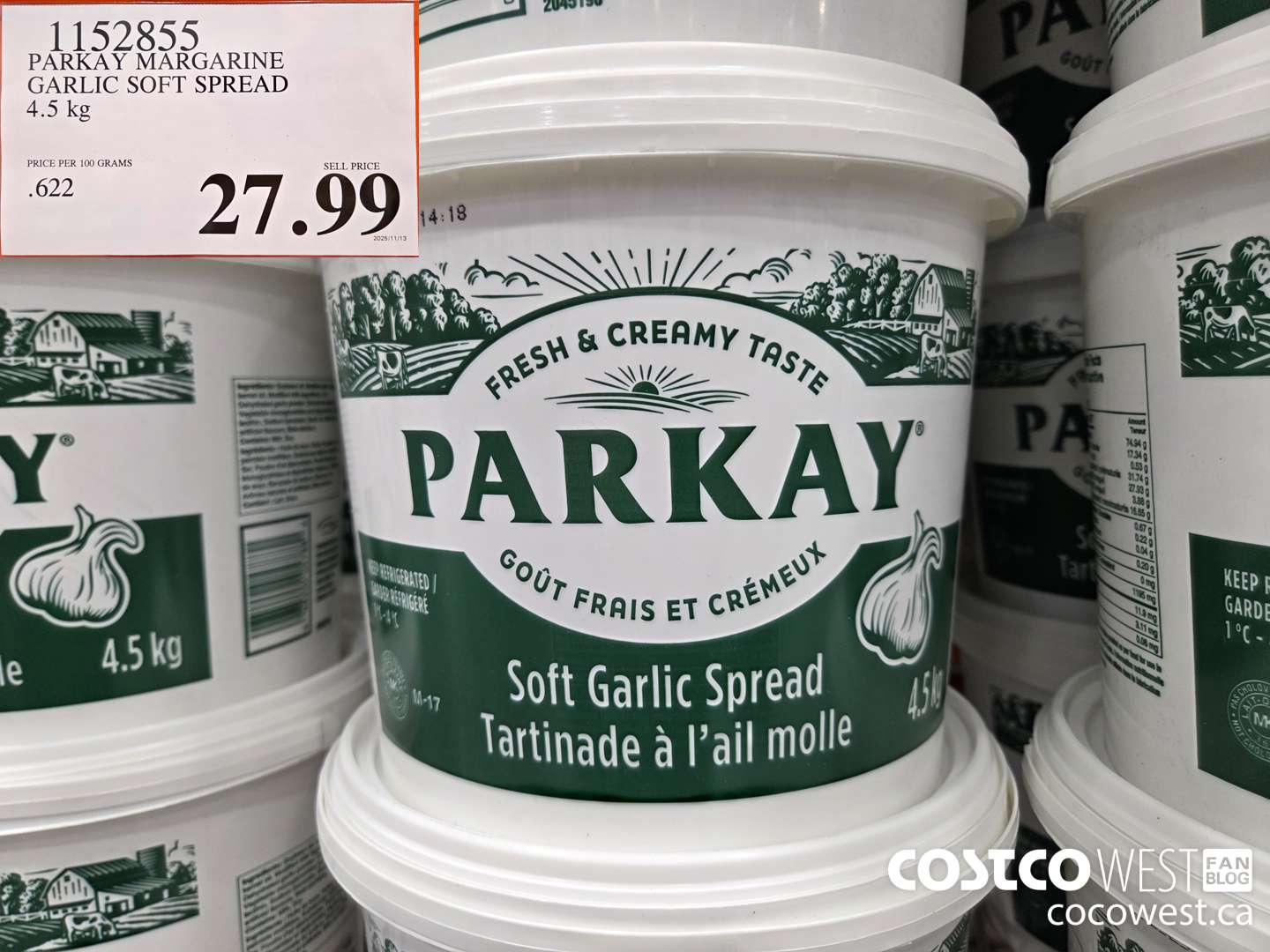 1152855 PARKAY MARGARINE GARLIC SOFT SPREAD 4.5 kg $27.99
