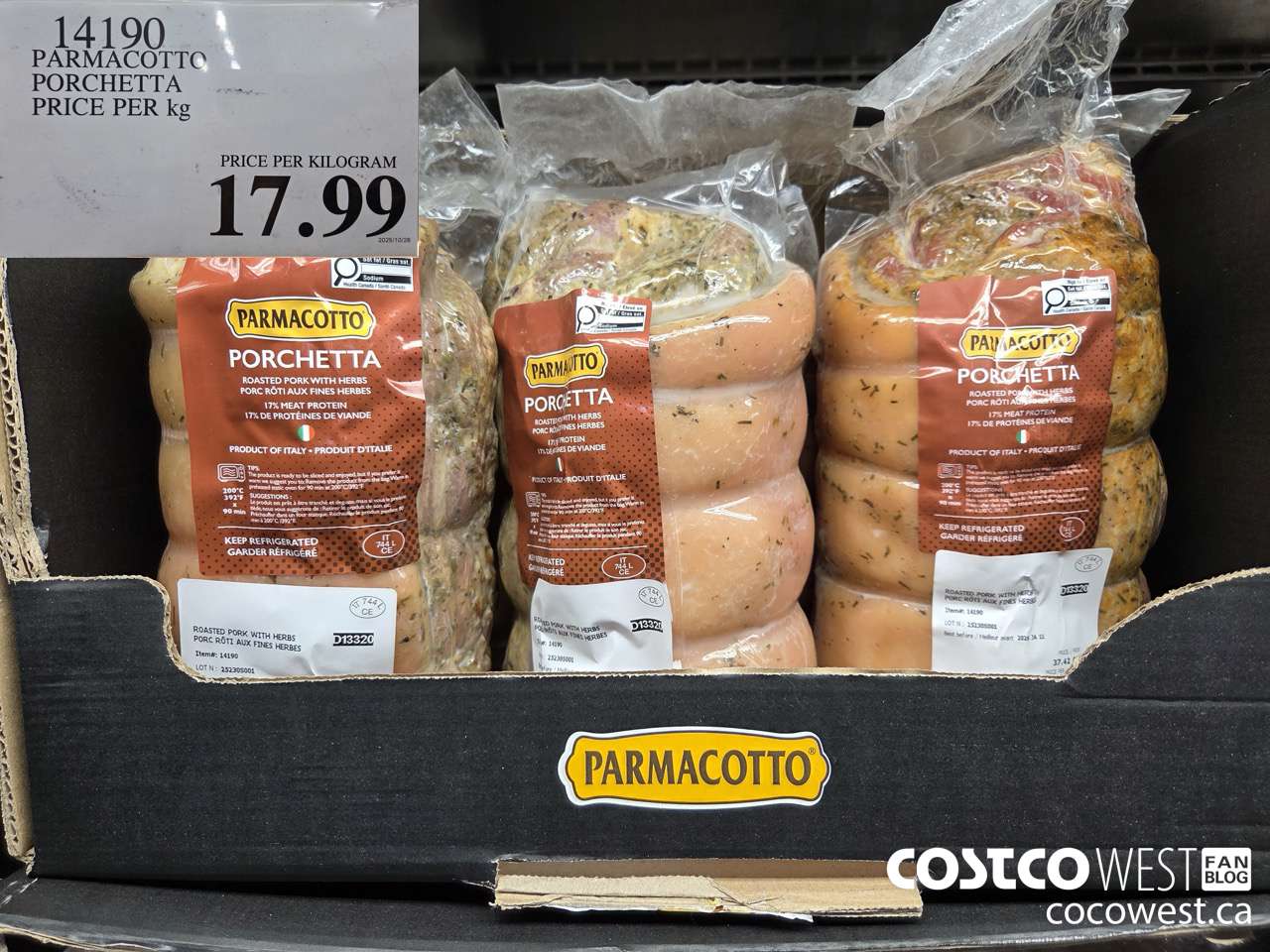 14190 PARMACOTTO PORCHETTA PRICE PER KG $17.99