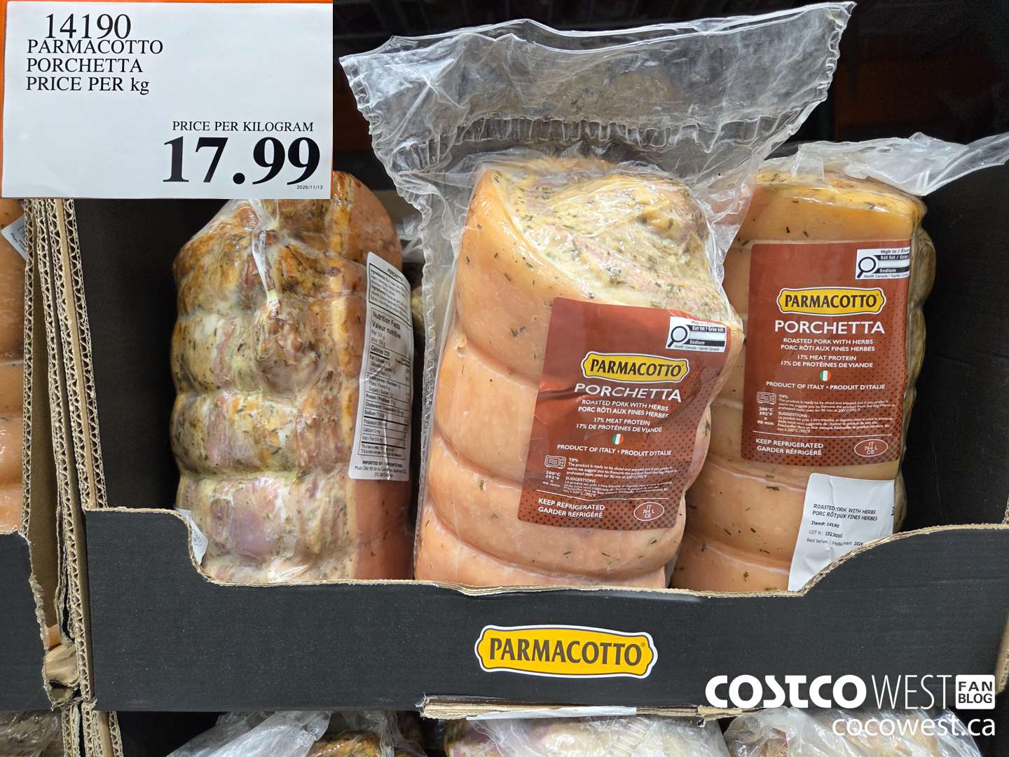 14190 PARMACOTTO PORCHETTA PRICE PER kg $17.99
