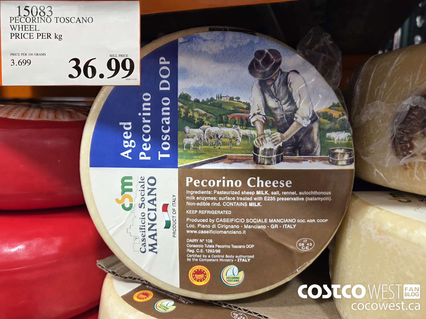 15083 PECORINO TOSCANO WHEEL PRICE PER kg $36.99