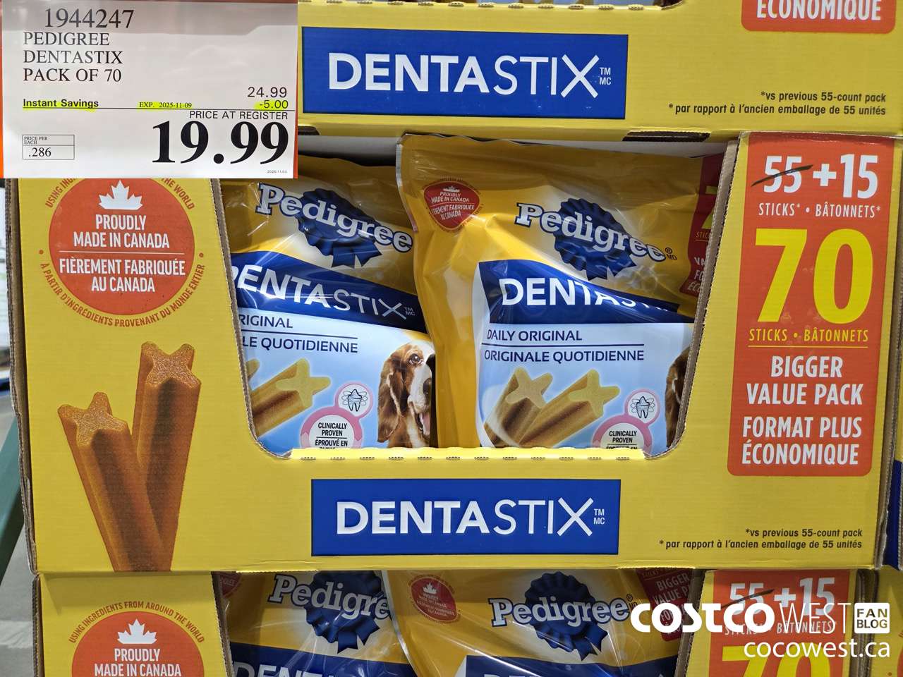 1944247 PEDIGREE DENTASTIX PACK OF 70 ($5.00 INSTANT SAVINGS EXPIRES ON 2025-11-09) $19.99