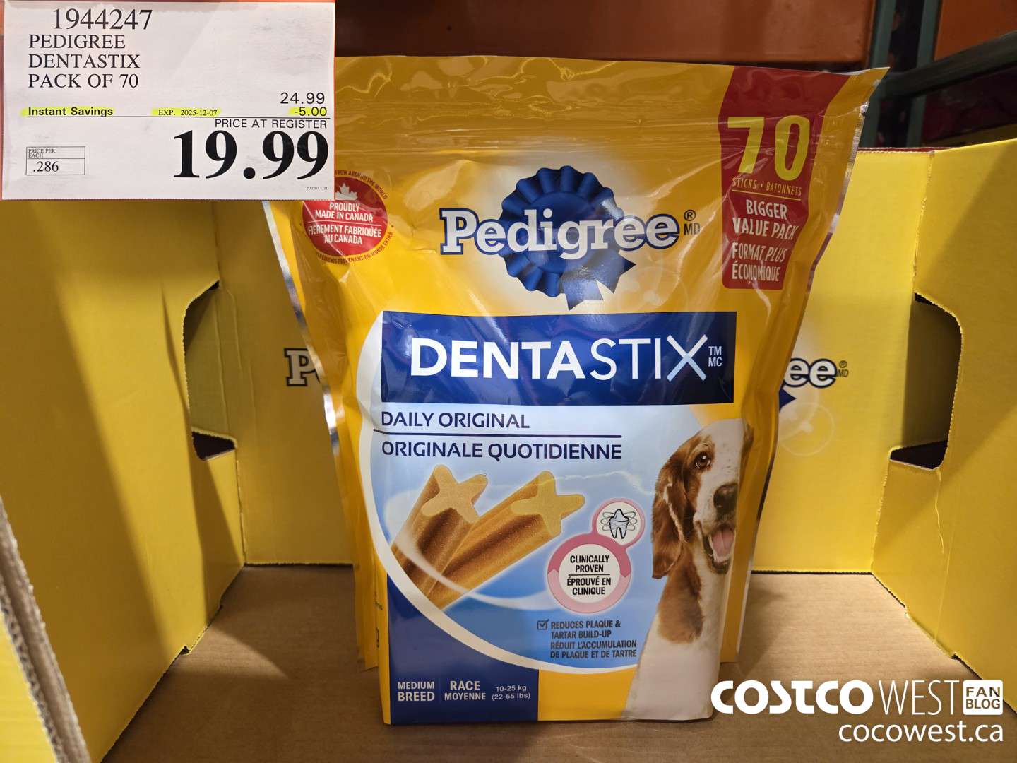 1944247 PEDIGREE DENTASTIX PACK OF 70 ($5.00 INSTANT SAVINGS EXPIRES ON 2025-12-07) $19.99