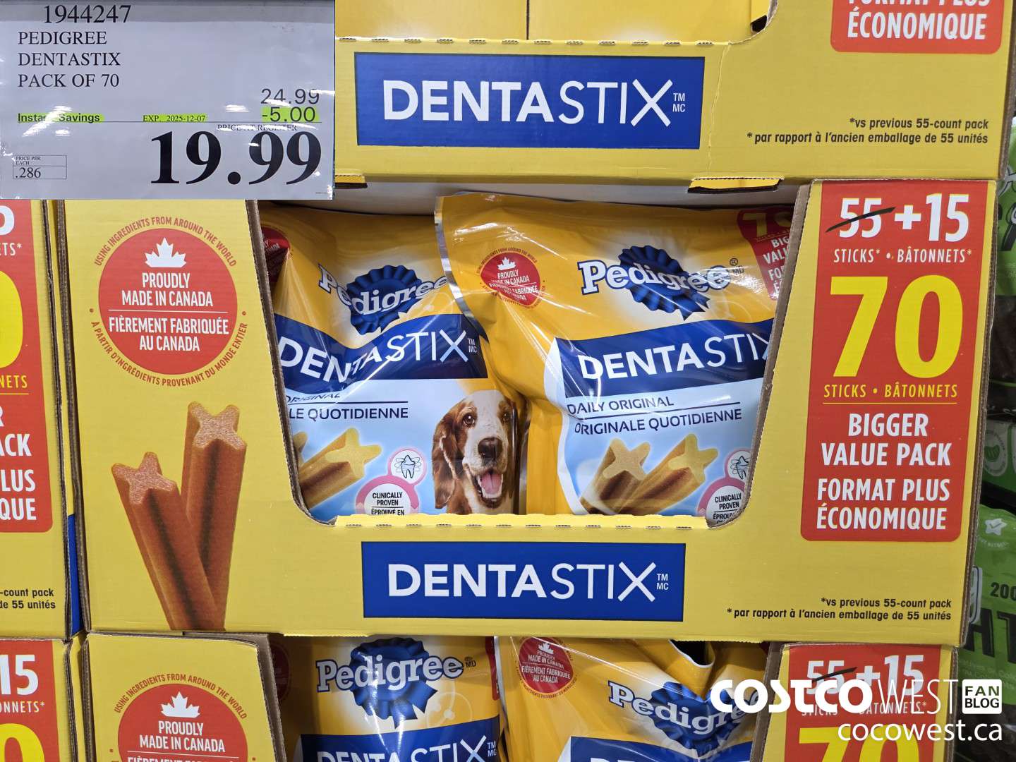 1944247 PEDIGREE DENTASTIX PACK OF 70 ($5.00 INSTANT SAVINGS EXPIRES ON 2025-12-07) $19.99
