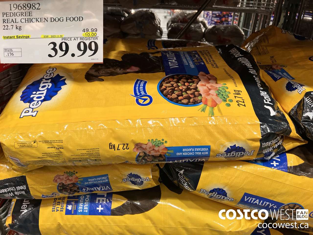 1968982 PEDIGREE REAL CHICKEN DOG FOOD 22.7 kg ($10.00 INSTANT SAVINGS EXPIRES ON 2025-11-30) $39.99