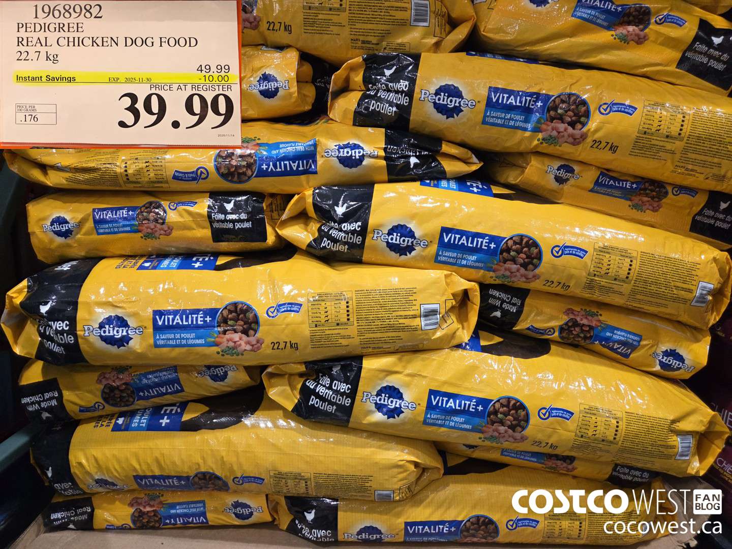 1968982 PEDIGREE REAL CHICKEN DOG FOOD 22.7 kg ($10.00 INSTANT SAVINGS EXPIRES ON 2025-11-30) $39.99