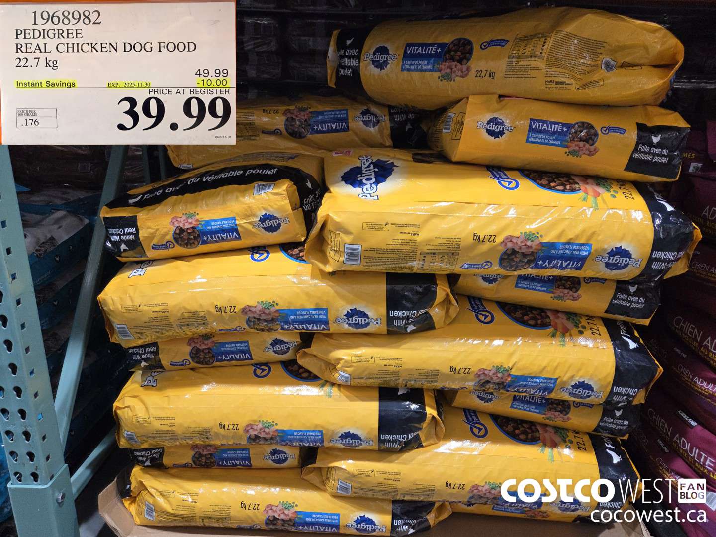 1968982 PEDIGREE REAL CHICKEN DOG FOOD 22.7 kg ($10.00 INSTANT SAVINGS EXPIRES ON 2025-11-30) $39.99