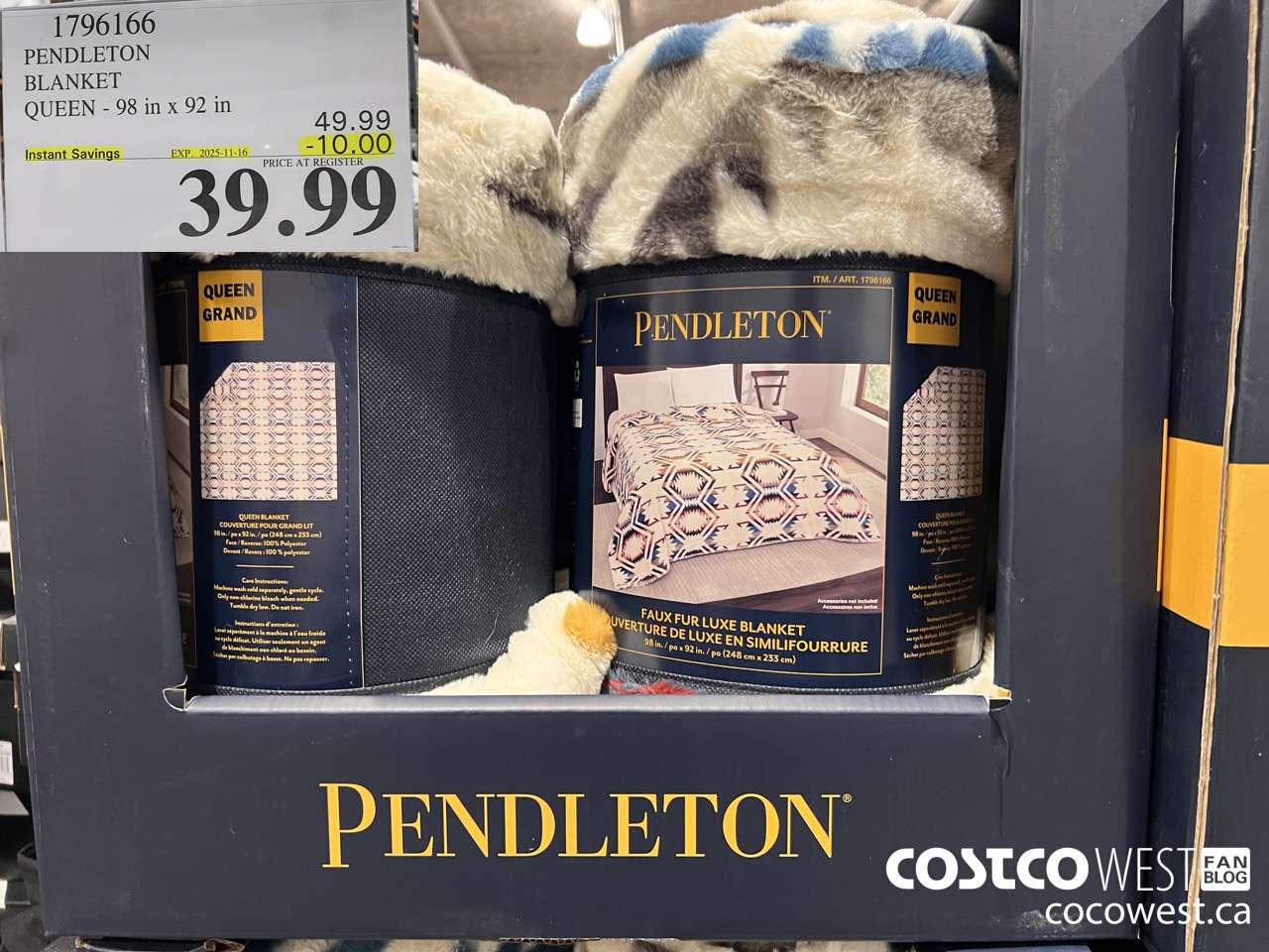 1796166 PENDLETON BLANKET QUEEN 98IN X 92IN ($10.00 INSTANT SAVINGS EXPIRES ON 2025-11-16) $39.99