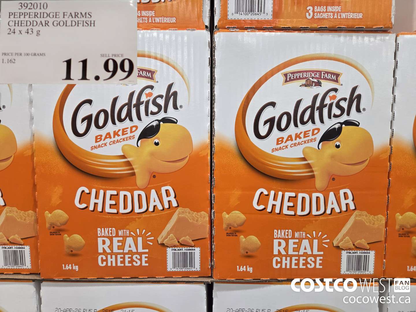 392010 PEPPERIDGE FARMS CHEDDAR GOLDFISH 24x 43 g $11.99