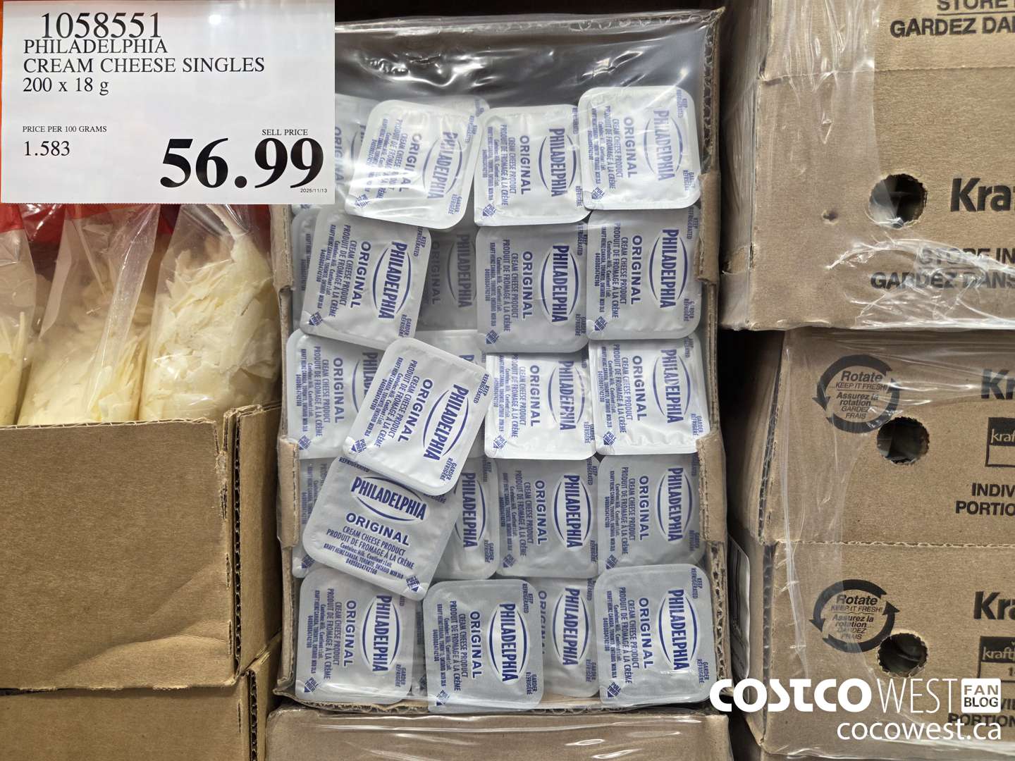 1058551 PHILADELPHIA CREAM CHEESE SINGLES 200 x 18 g $56.99