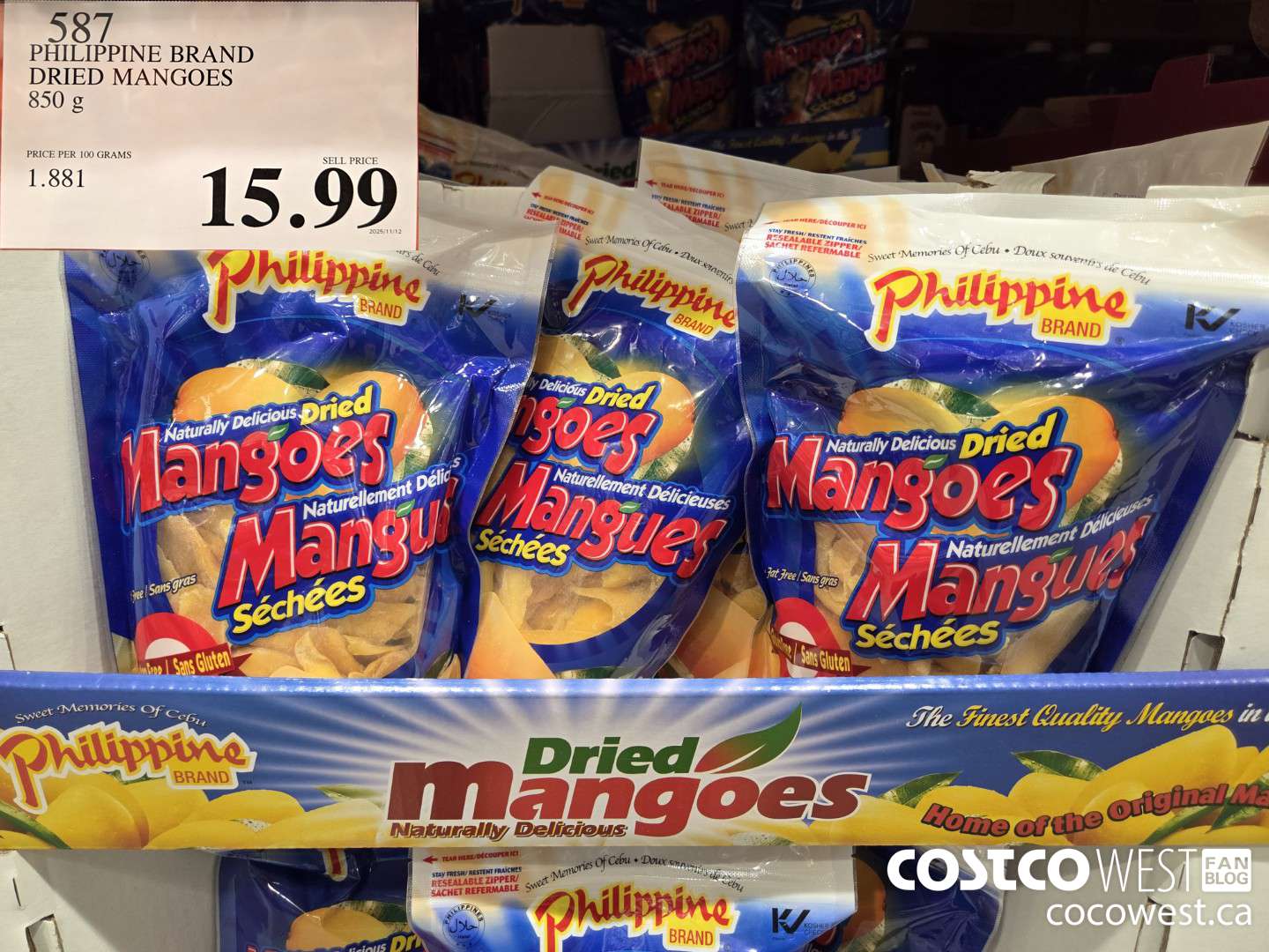 587 PHILIPPINE BRAND DRIED MANGOES 850 g $15.99