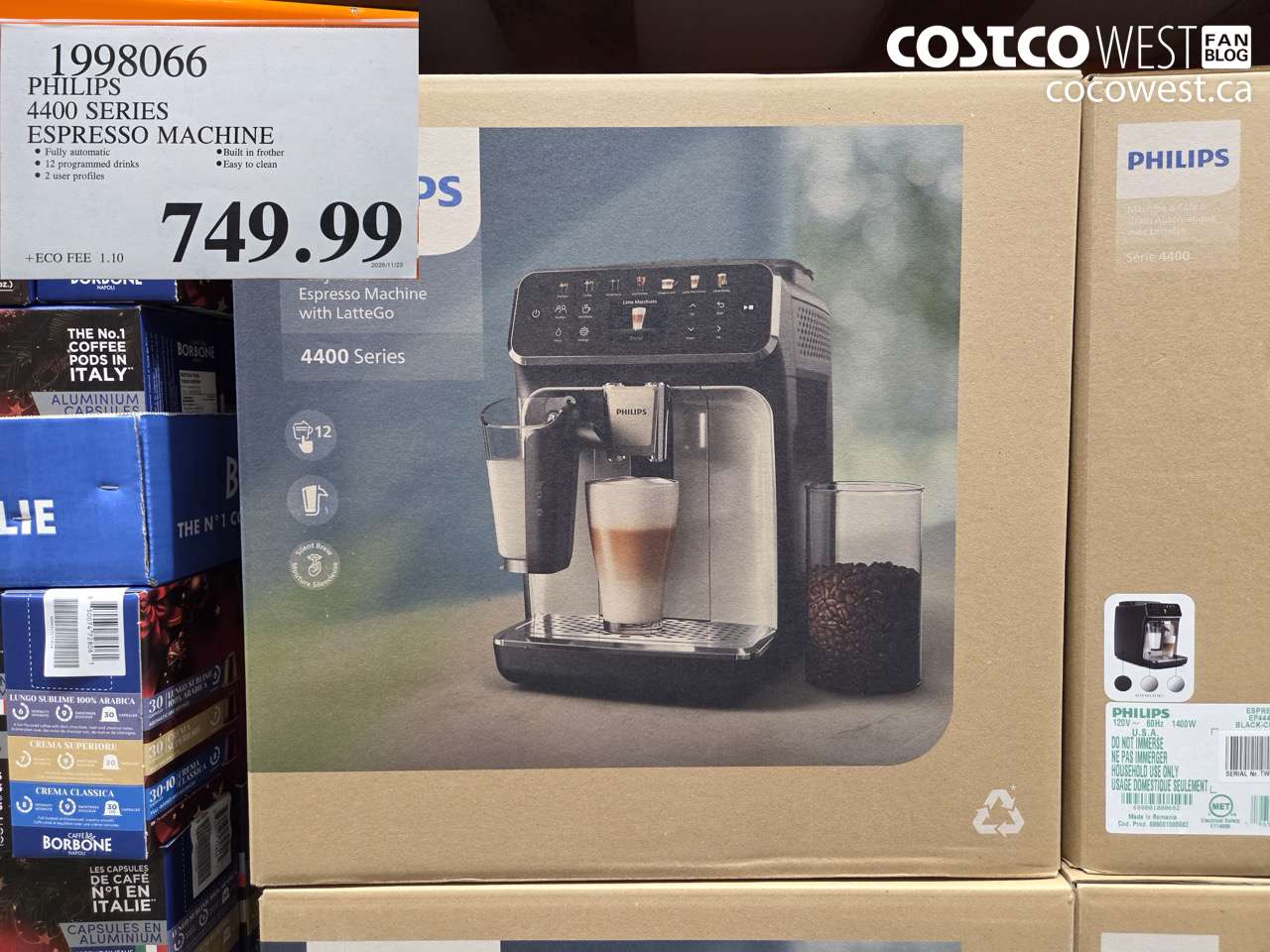 1998066 PHILIPS 4400 SERIES ESPRESSO MACHIN ED $749.99