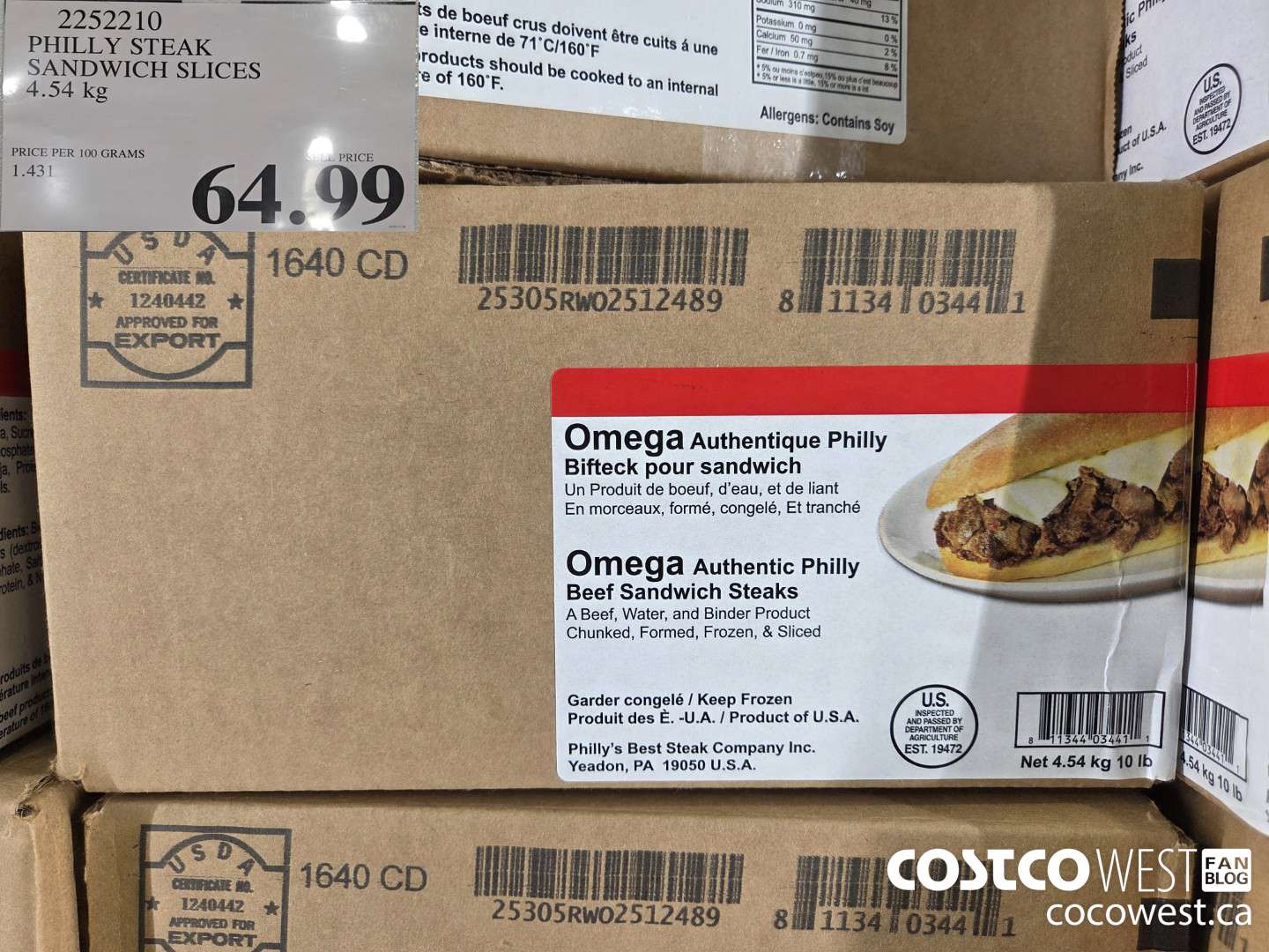 2252210 PHILLY STEAK SANDWICH SLICES 4.54 kg $64.99