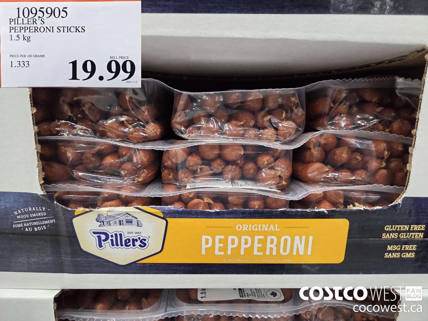 1095905 PILLER'S PEPPERONI STICKS 5 kg $19.99
