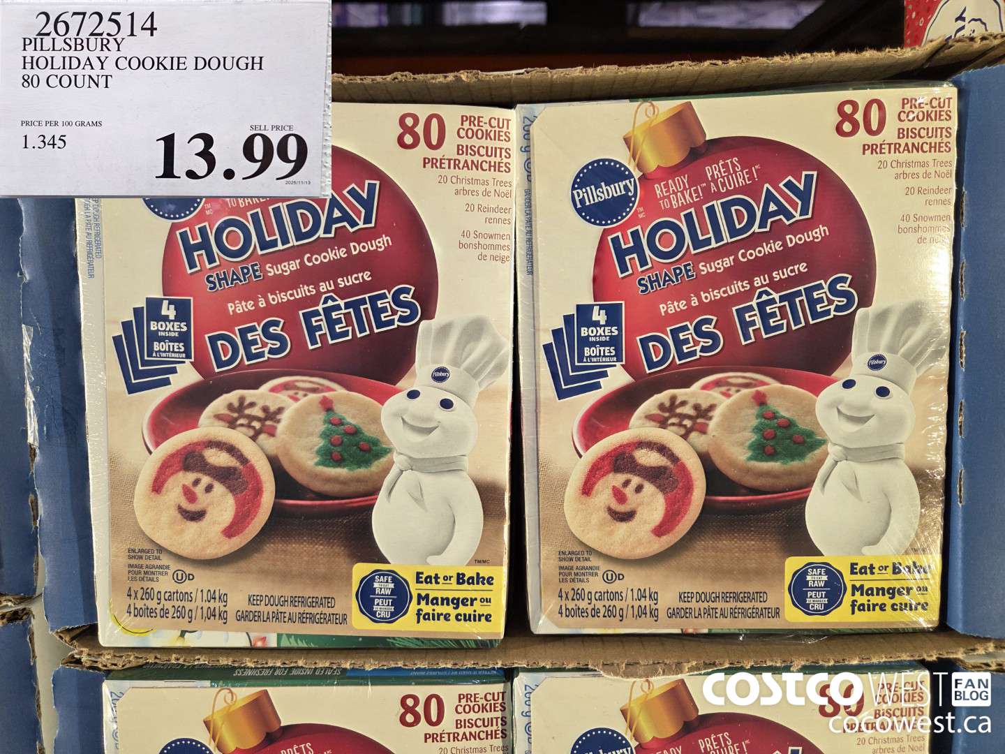 2672514 PILLSBURY HOLIDAY COOKIE DOUGH 80 COUNT $13.99