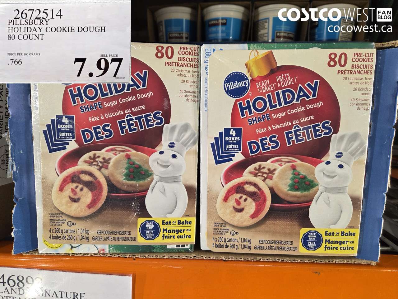 2672514 PILLSBURY HOLIDAY COOKIE DOUGH 80 COUNT $7.97