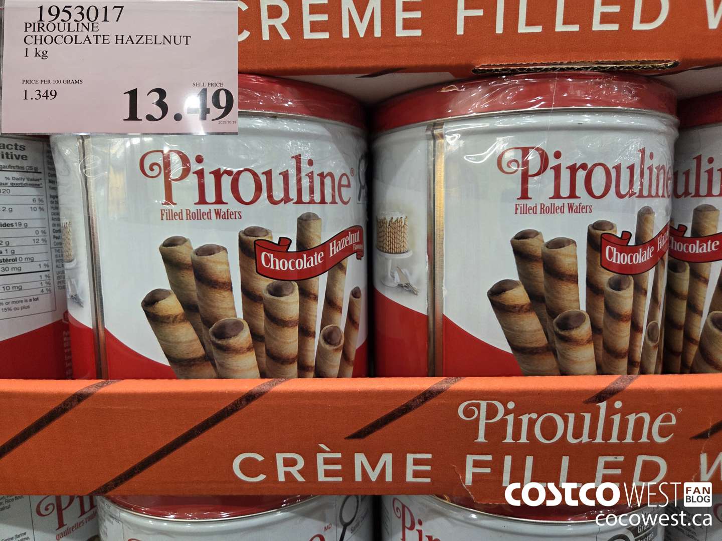 1953017 PIROULINE CHOCOLATE HAZELNUT 1KG $13.49