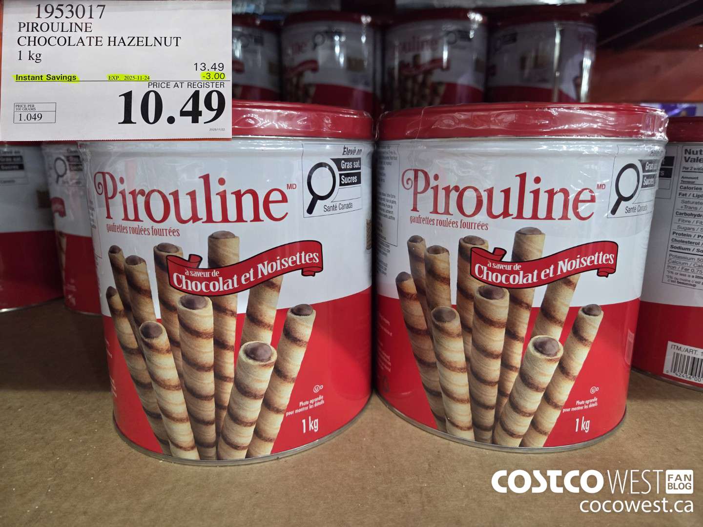 1953017 PIROULINE CHOCOLATE HAZELNUT 1KG ($3.00 INSTANT SAVINGS EXPIRES ON 2025-11-24) $10.49