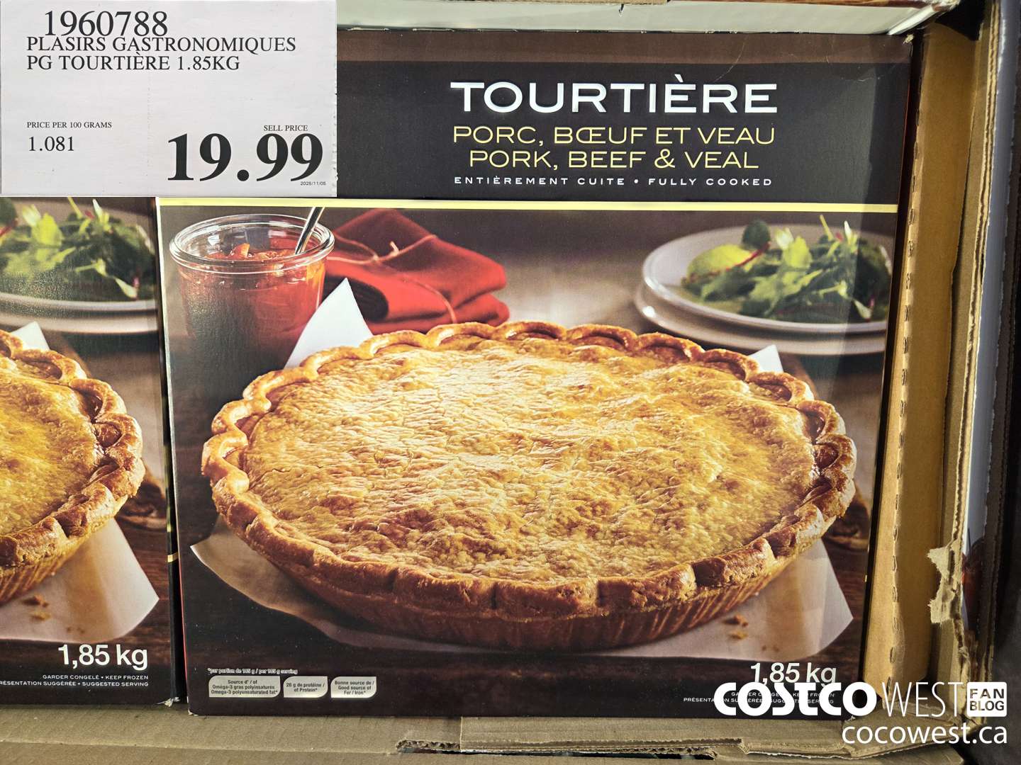 1960788 PLASIRS GASTRONOMIQUES PG TOURTIERE 1.85KG $19.99