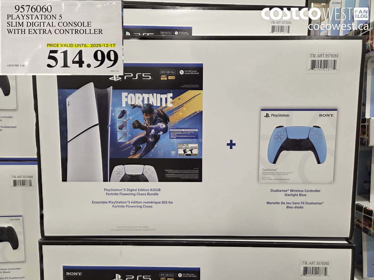 9576060 PLAYSTATION 5 SLIM DIGITAL CONSOLE WITH EXTRA CONTROLLER (EXPIRES ON 2025-12-17) $514.99