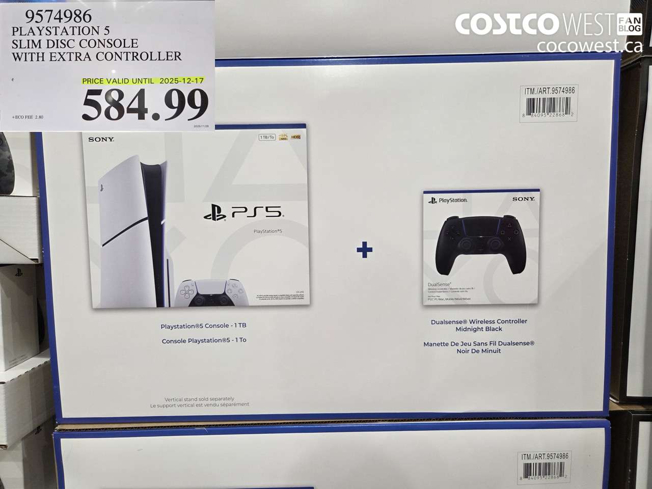 9574986 PLAYSTATION 5 SLIM DISC CONSOLE WITH EXTRA CONTROLLER (EXPIRES ON 2025-12-17) $584.99