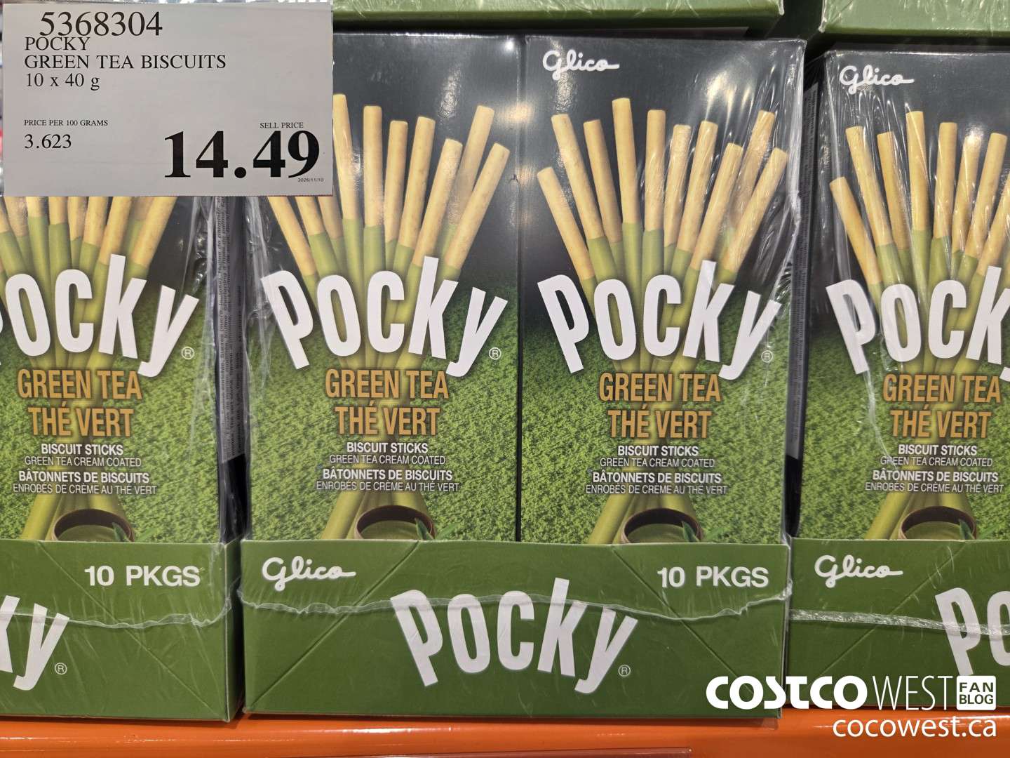 5368304 POCKY GREEN TEA BISCUITS 10 x 40 g $14.49