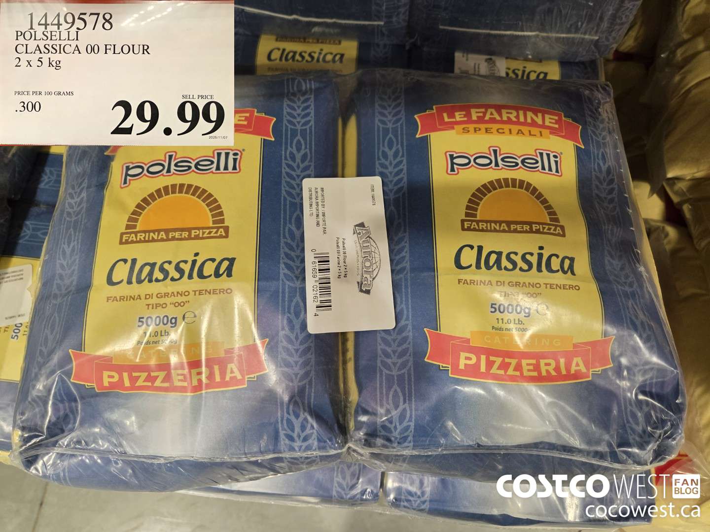 1449578 POLSELLI CLASSICA 00 FLOUR 2 x 5 kg $29.99