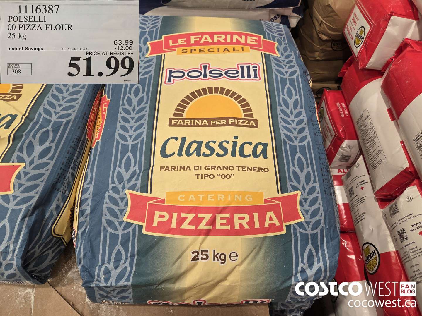 1116387 POLSELLI OO PIZZA FLOUR 25 kg ($12.00 INSTANT SAVINGS EXPIRES ON 2025-11-23) $51.99