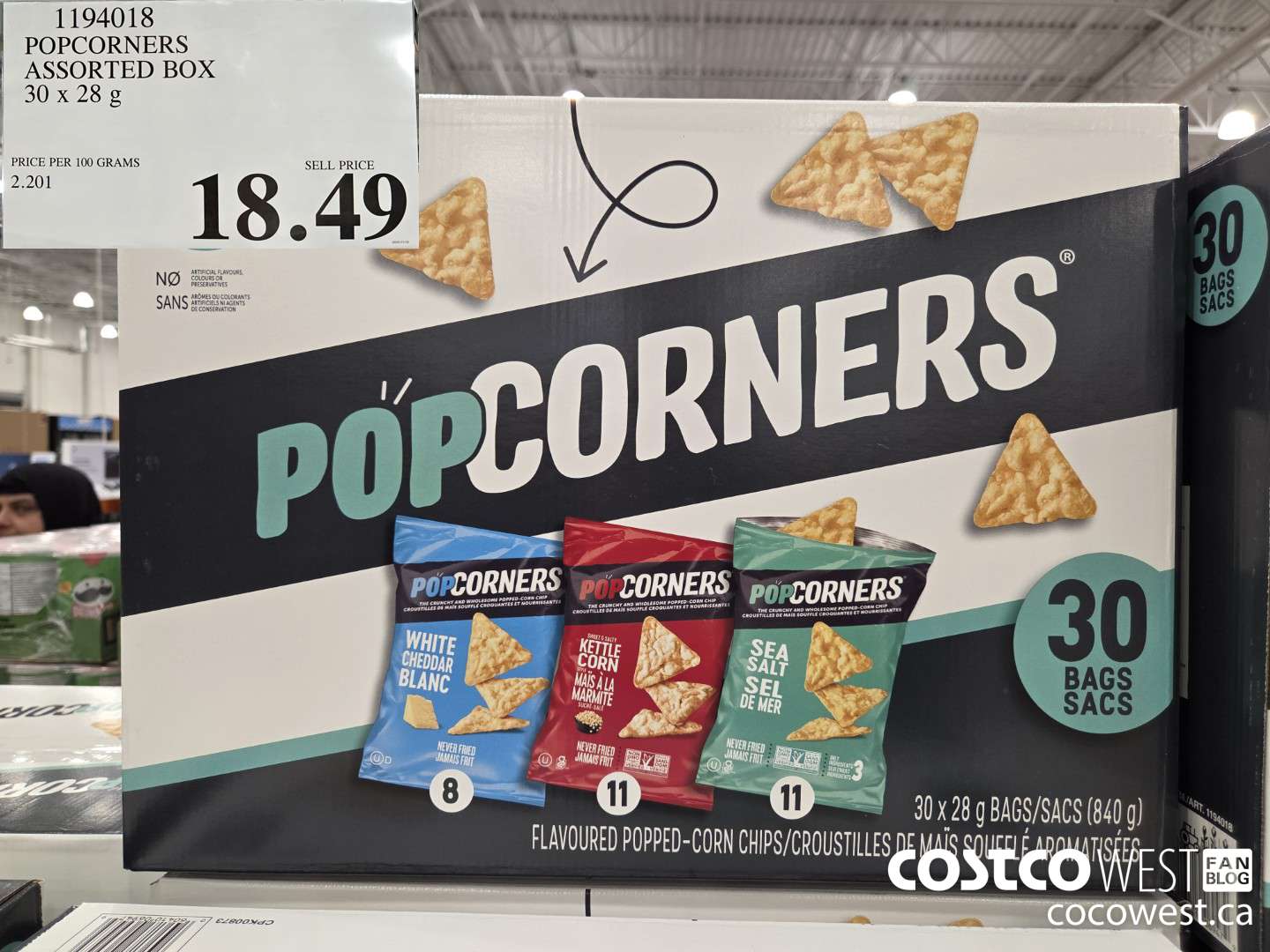 1194018 POPCORNERS ASSORTED BOX 30 X 28 G $18.49