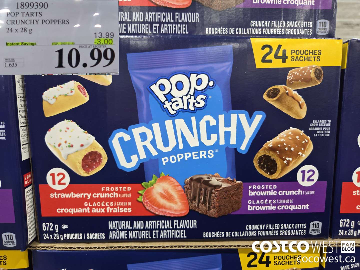 1899390 POP TARTS CRUNCHY POPPERS 24 X 28G ($3.00 INSTANT SAVINGS EXPIRES ON 2025-11-30) $10.99