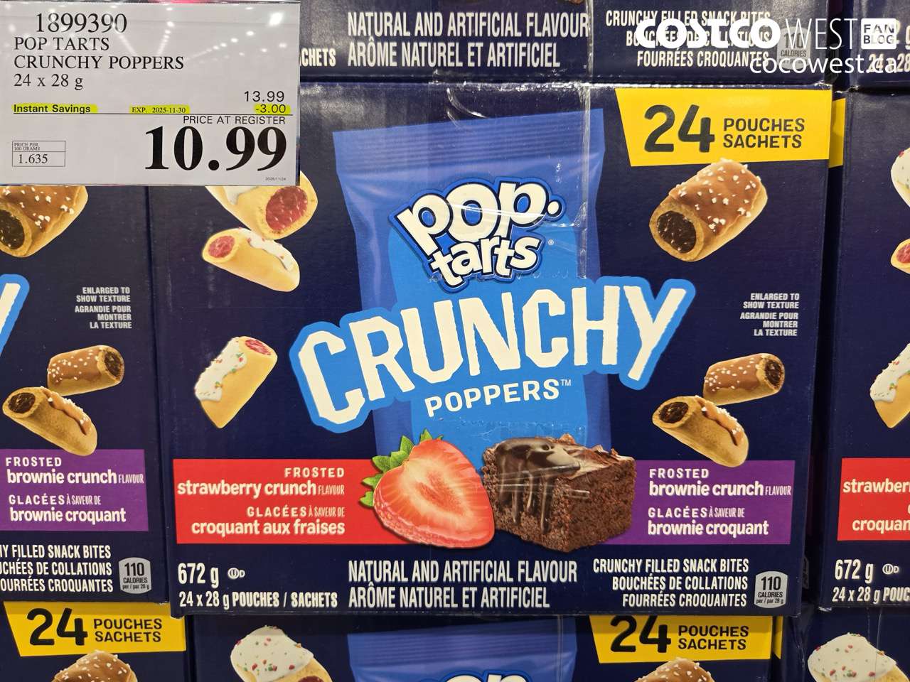1899390 POP TARTS CRUNCHY POPPERS 24 X 28G ($3.00 INSTANT SAVINGS EXPIRES ON 2025-11-30) $10.99