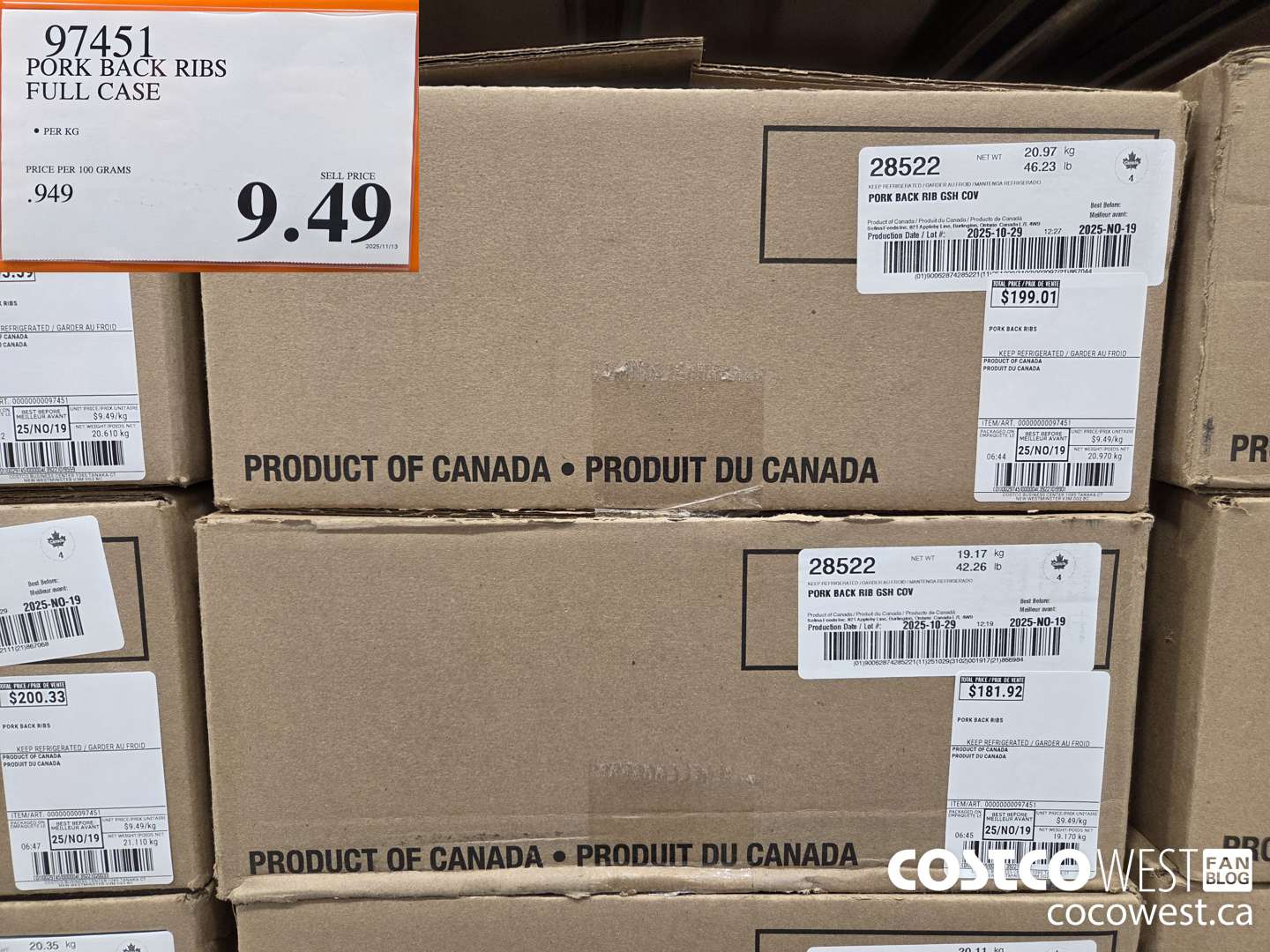 97451 PORK BACK RIBS FULL CASE $9.49