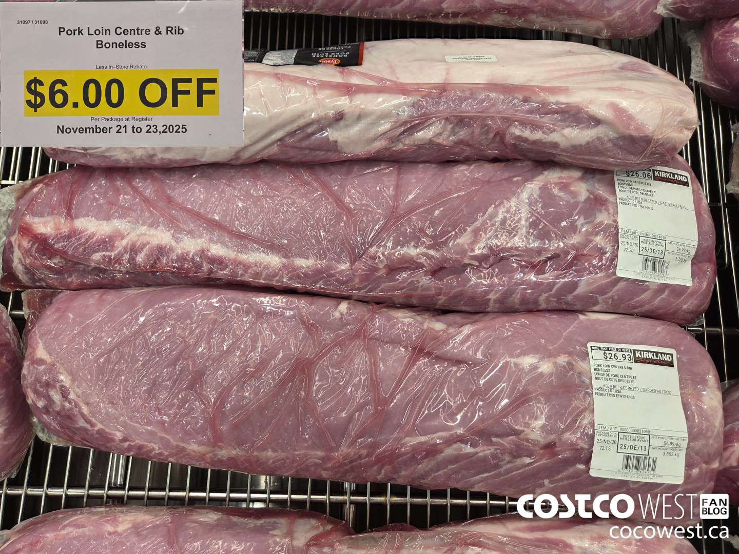 31097 PORK LOIN CENTRE & RIB BONELESS ($6.00 INSTANT SAVINGS EXPIRES ON 2025-11-23)