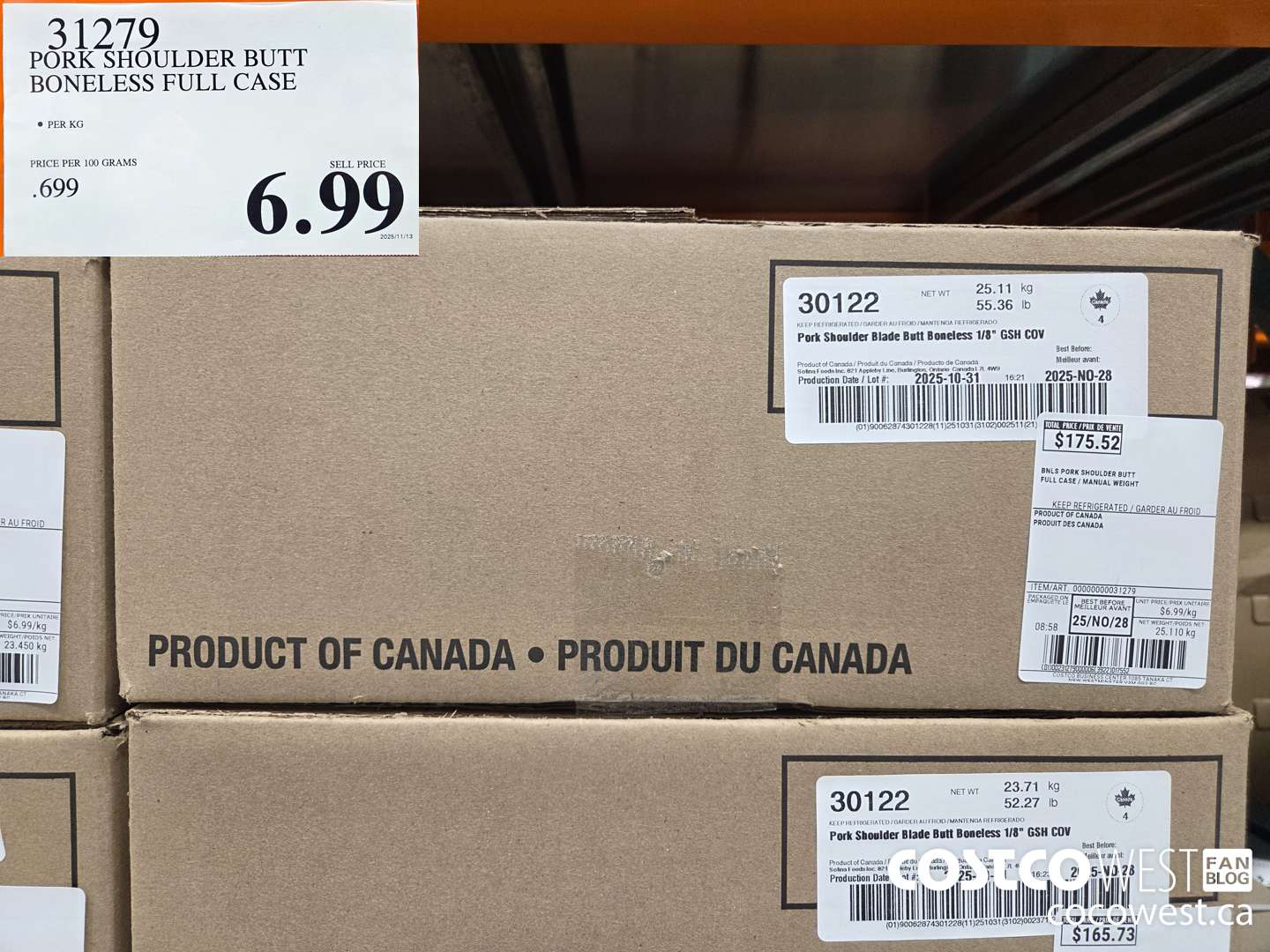 31279 PORK SHOULDER BUTT BONELESS FULL CASE $6.99