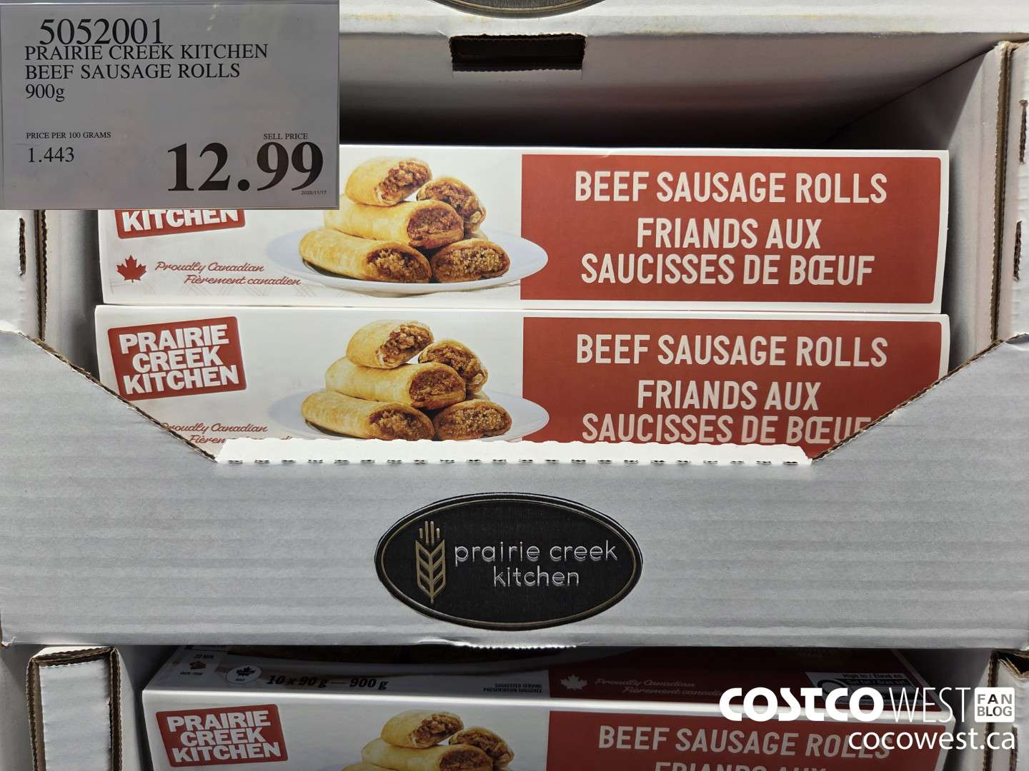 5052001 PRAIRIE CREEK KITCHEN BEEF SAUSAGE ROLLS 900g $12.99