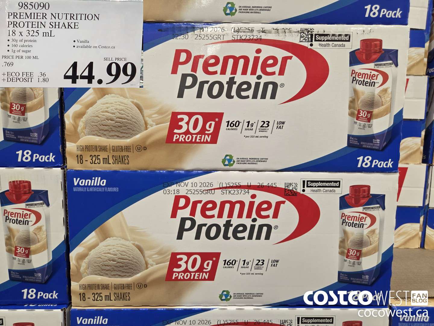 985090 PREMIER NUTRITION PROTEIN SHAKE 18 x 325 mL $44.99