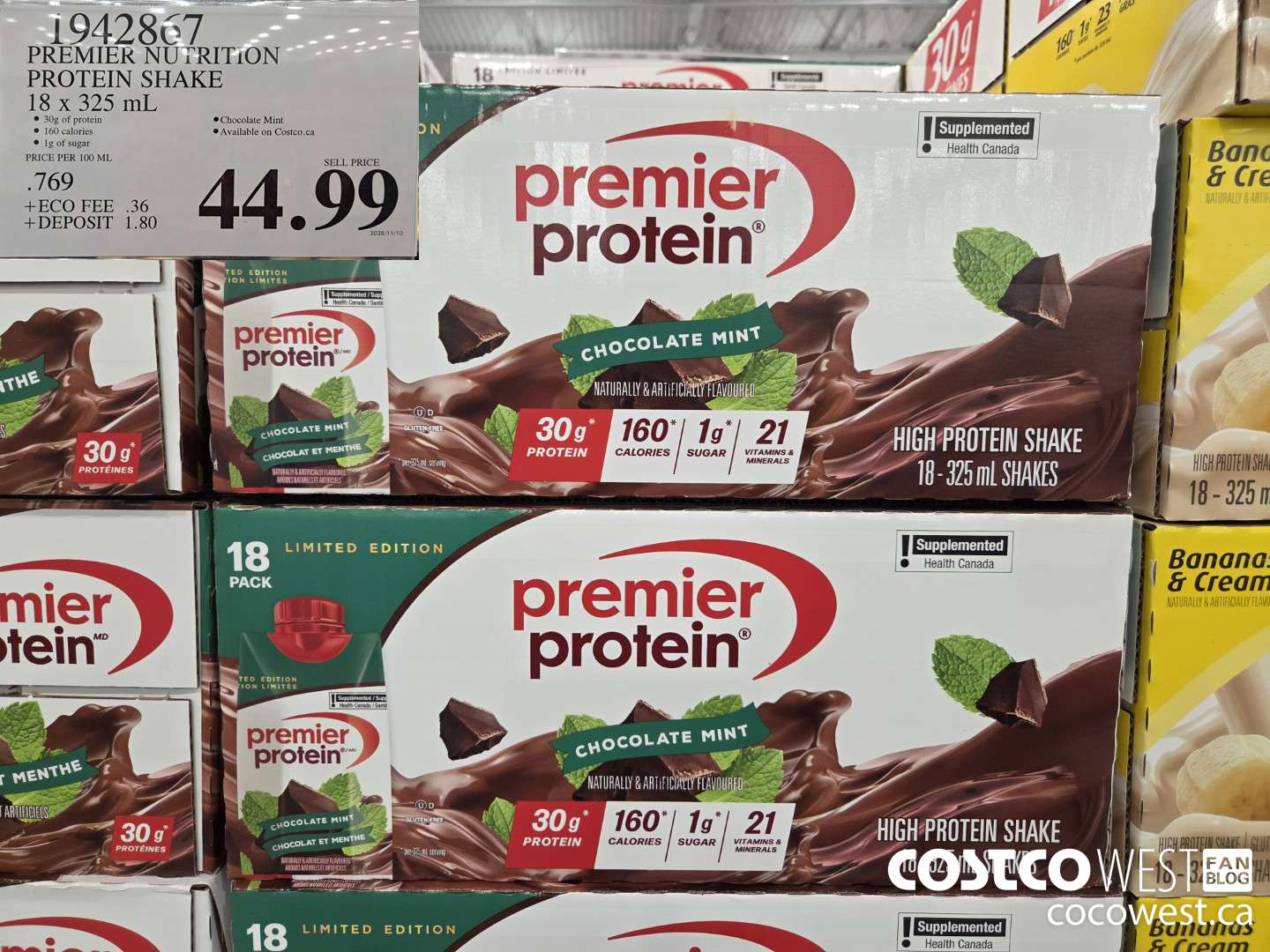 1942867 PREMIER NUTRITION PROTEIN SHAKE 18 x 325 mL $44.99