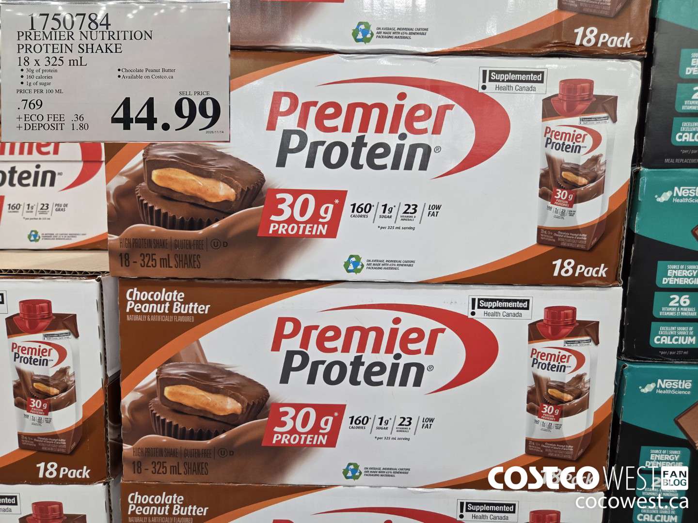 1750784 PREMIER NUTRITION PROTEIN SHAKE 18 x 325 mL $44.99