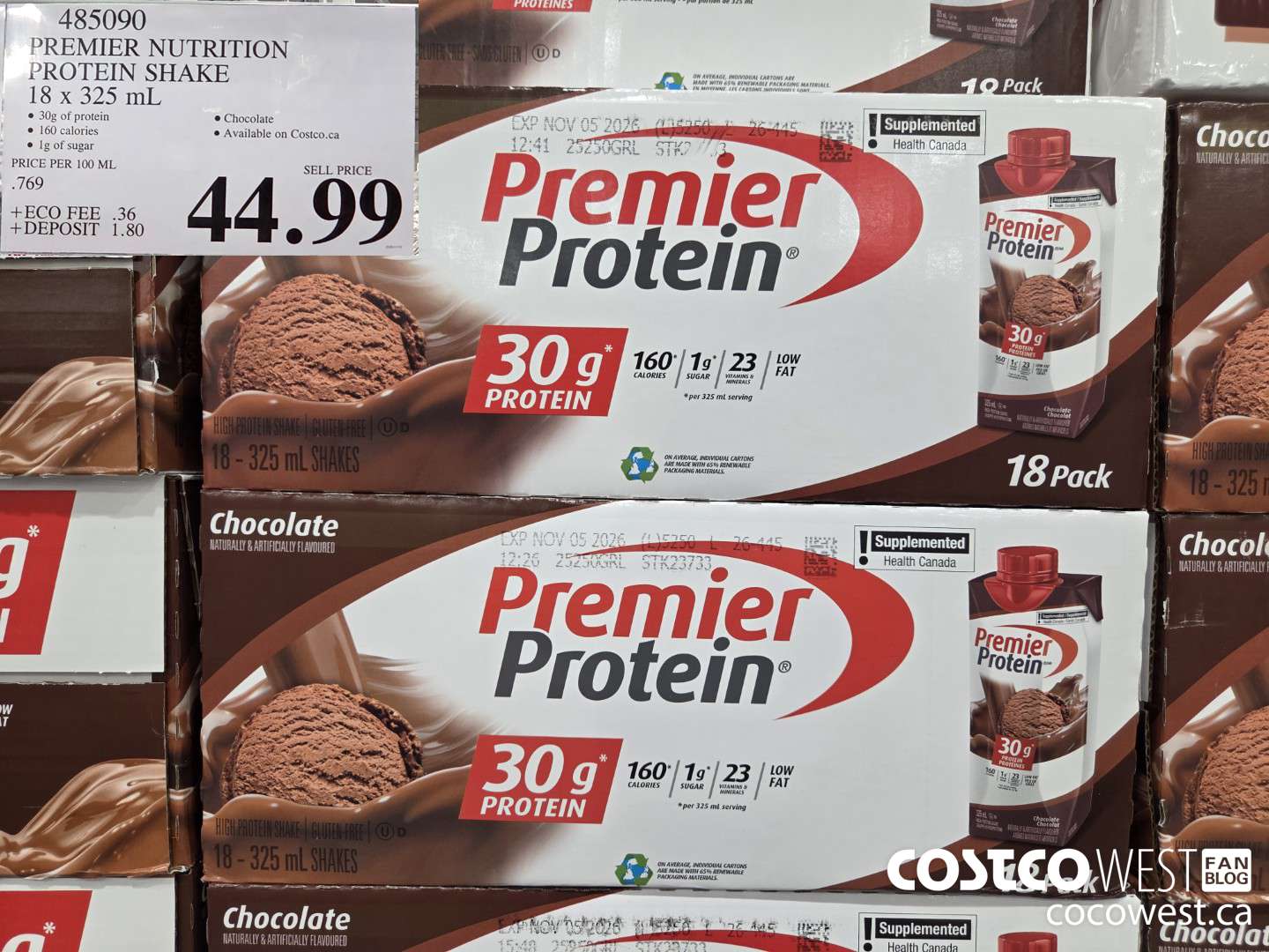 485090 PREMIER NUTRITION PROTEIN SHAKE 18 x 325 mL $44.99