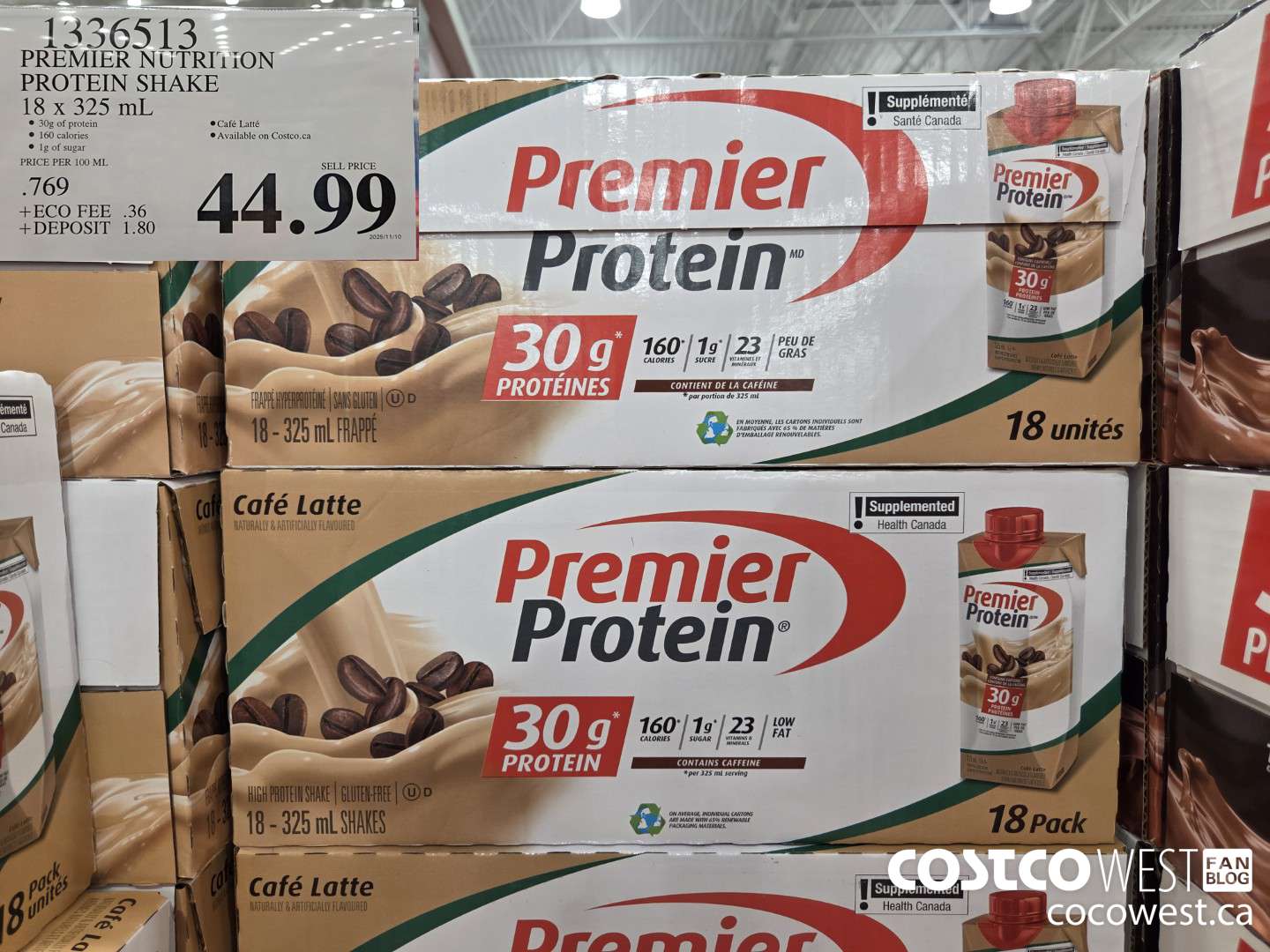 1336513 PREMIER NUTRIVION PROTEIN SHAKE 18 x 325 mL $44.99
