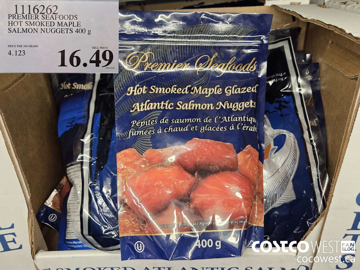 1116262 PREMIER SEAFOODS HOT SMOKED MAPLE SALMON NUGGETS 400 g $16.49