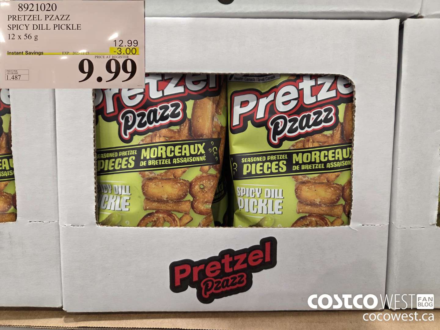 8921020 PRETZEL PZAZZ SPICY DILL PICKLE 12 x 56 g ($3.00 INSTANT SAVINGS EXPIRES ON 2025-11-23) $9.99