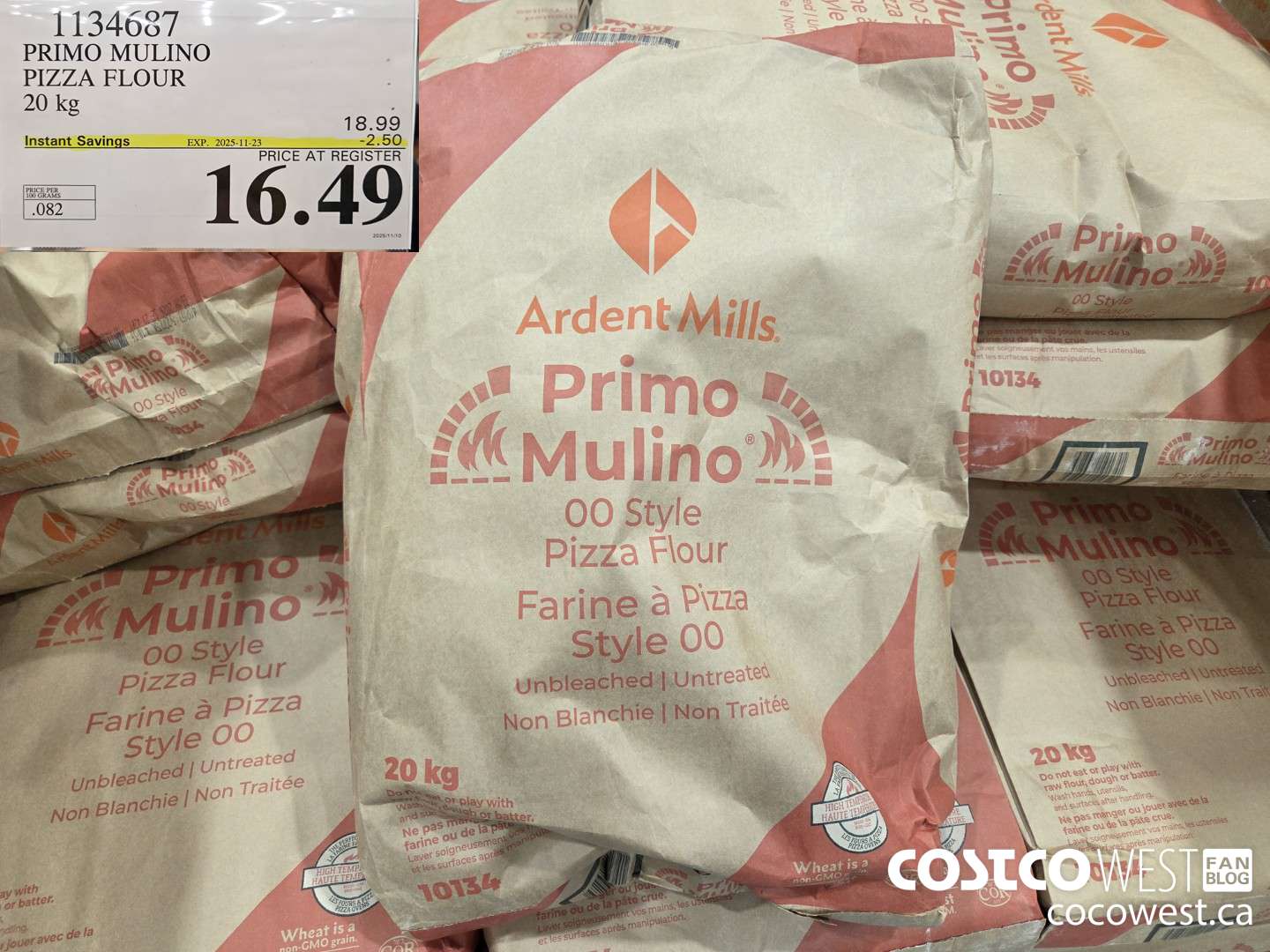 1134687 PRIMO MULINO PIZZA FLOUR 20 kg ($2.50 INSTANT SAVINGS EXPIRES ON 2025-11-23) $16.49