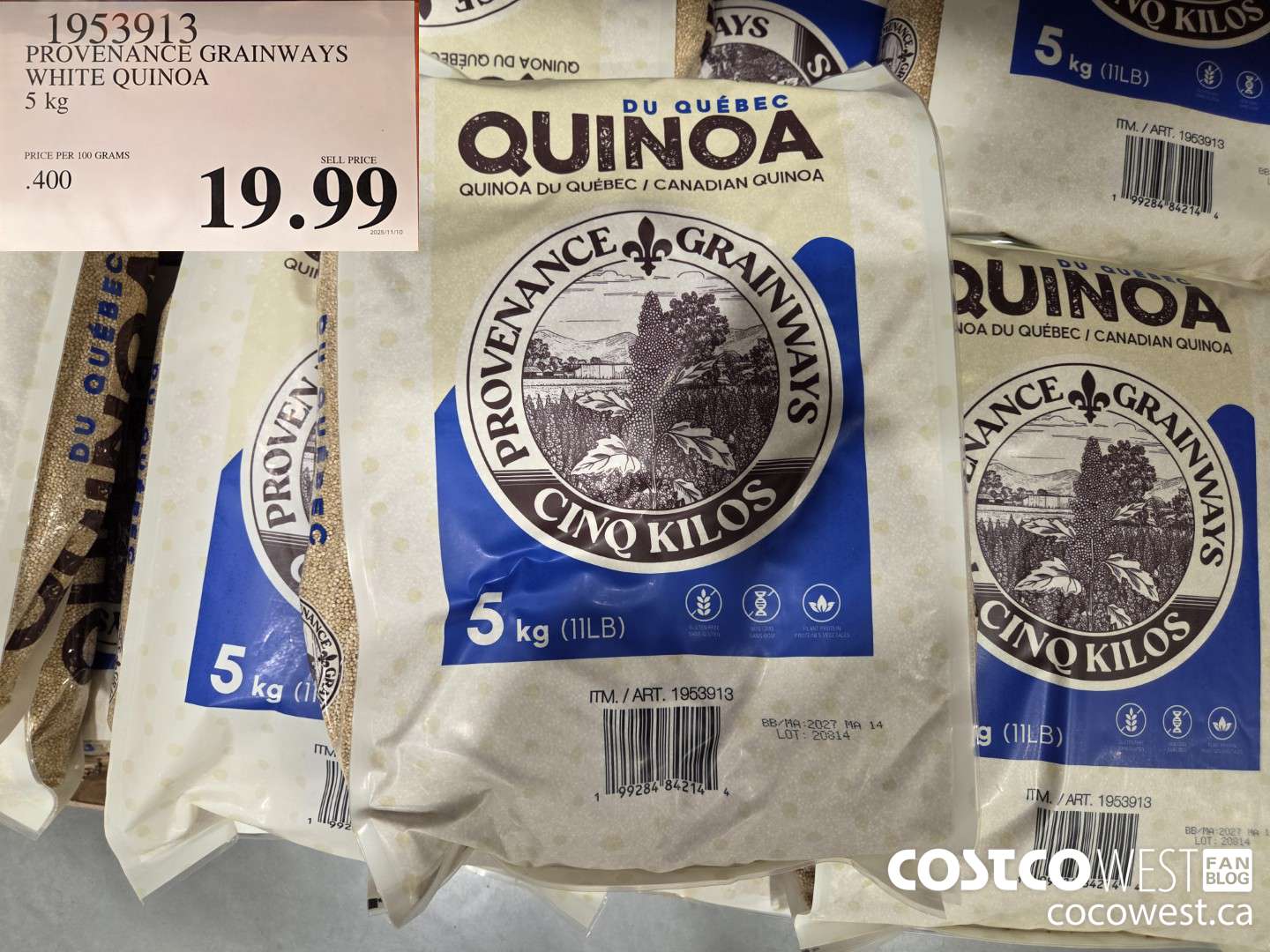 1953913 PROVENANCE GRAINWAYS WHITE QUINOA 5 kg $19.99