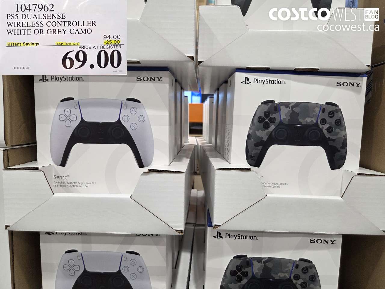 1047962 PS5 DUALSENSE WIRELESS CONTROLLER WHITE OR GREY CAMO ($25.00 INSTANT SAVINGS EXPIRES ON 2025-12-17) $69.00